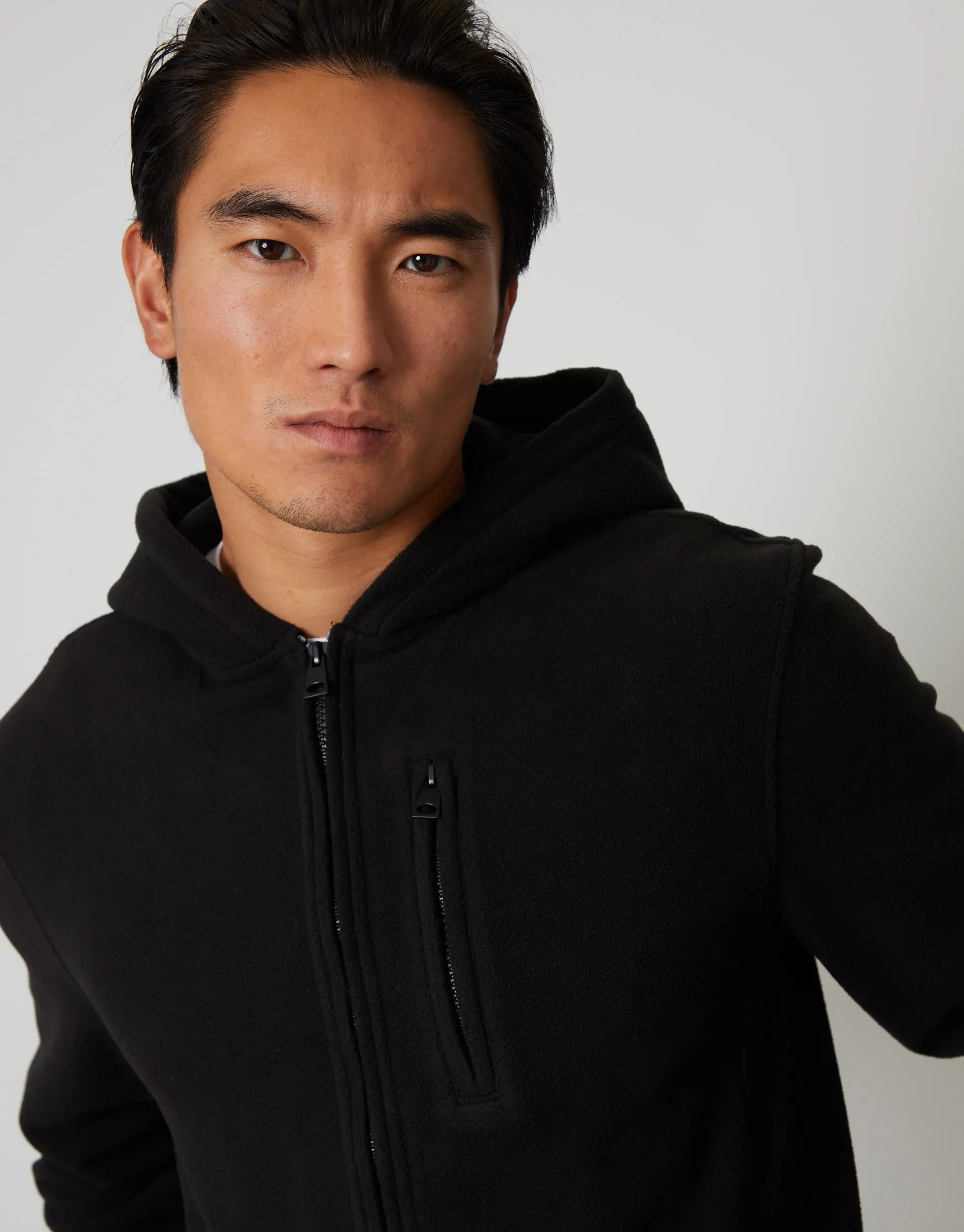 Men's Black Fitness Fleece Zip-Through Hoodie sold by Threadbare product image thumbnail 4