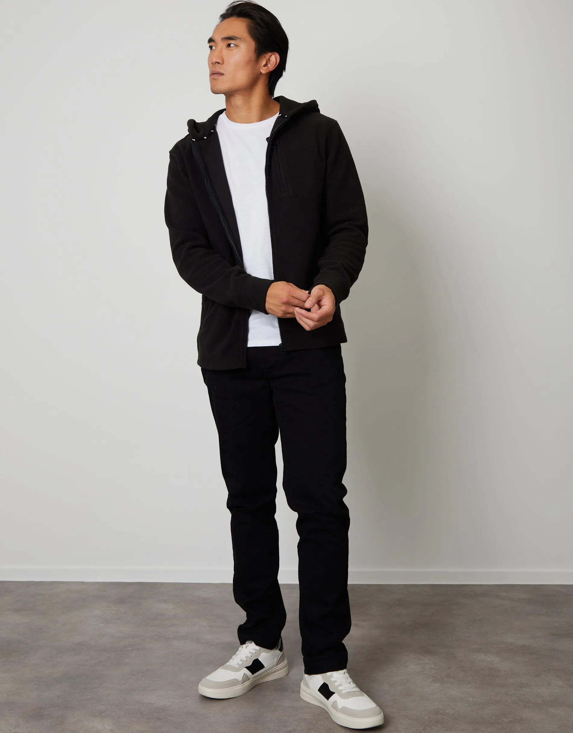 Men's Black Fitness Fleece Zip-Through Hoodie sold by Threadbare product image thumbnail 3