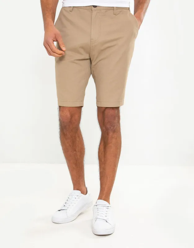 Men's Stone Cotton Chino Shorts sold by Threadbare