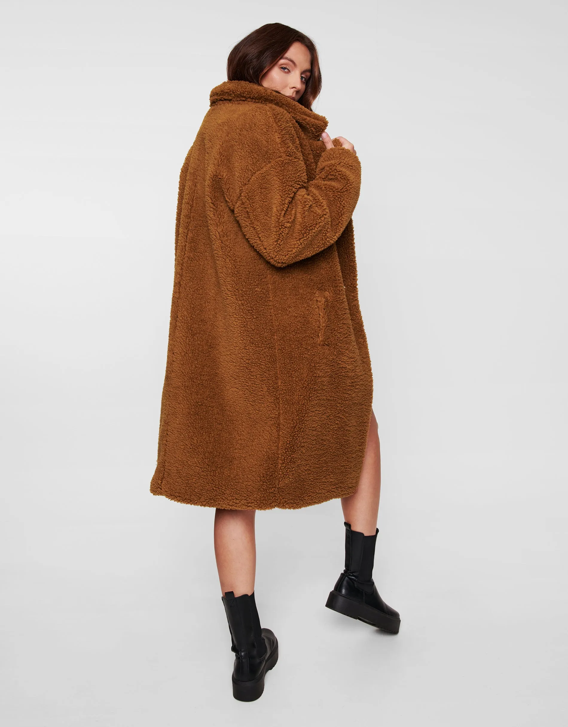 Women's Brown Faux Borg Coat sold by Threadbare product image thumbnail 2