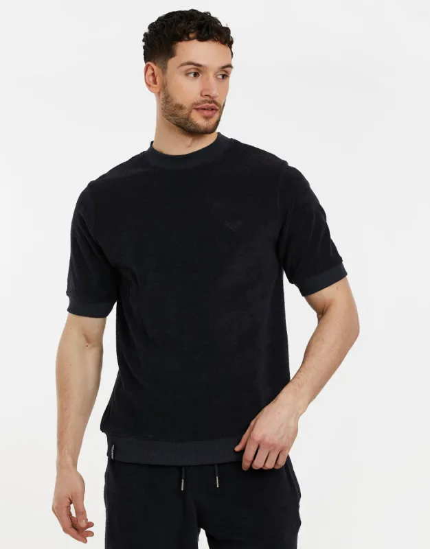 Men's Navy Short Sleeve Fleece Sweatshirt sold by Threadbare