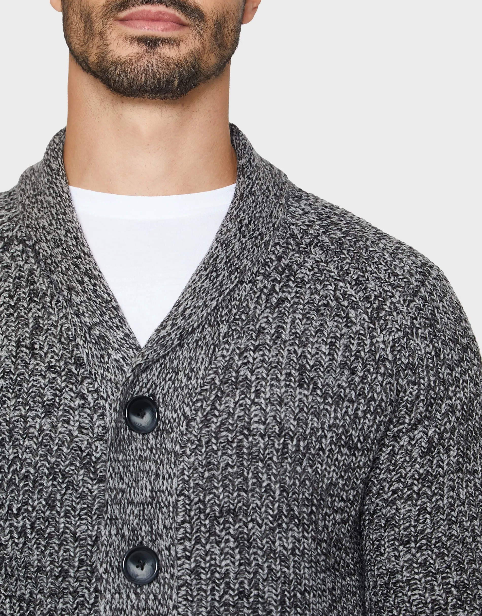 Men's Charcoal Shawl Cardigan sold by Threadbare product image thumbnail 4