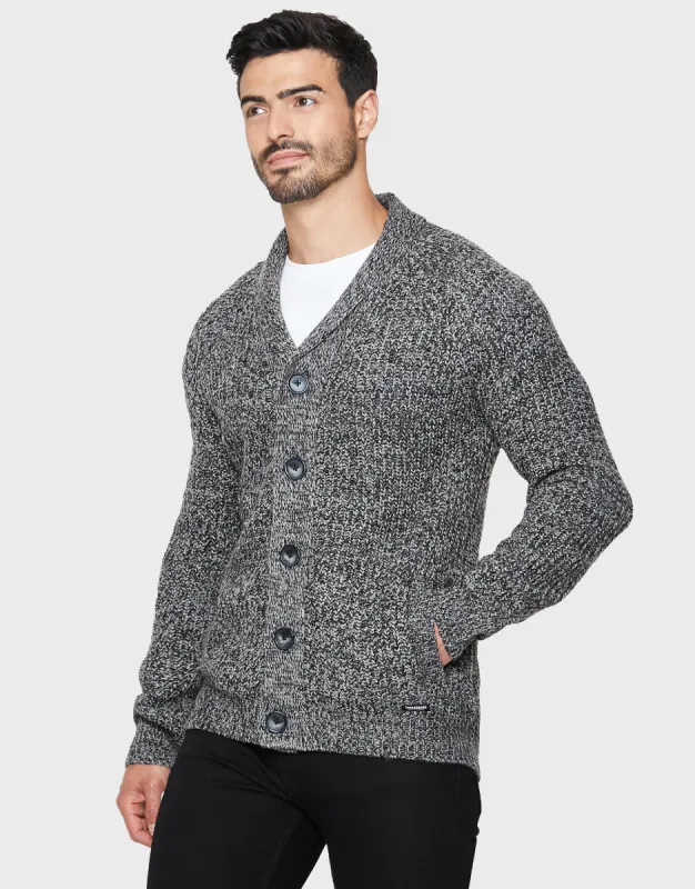 Men's Charcoal Shawl Cardigan made by Threadbare