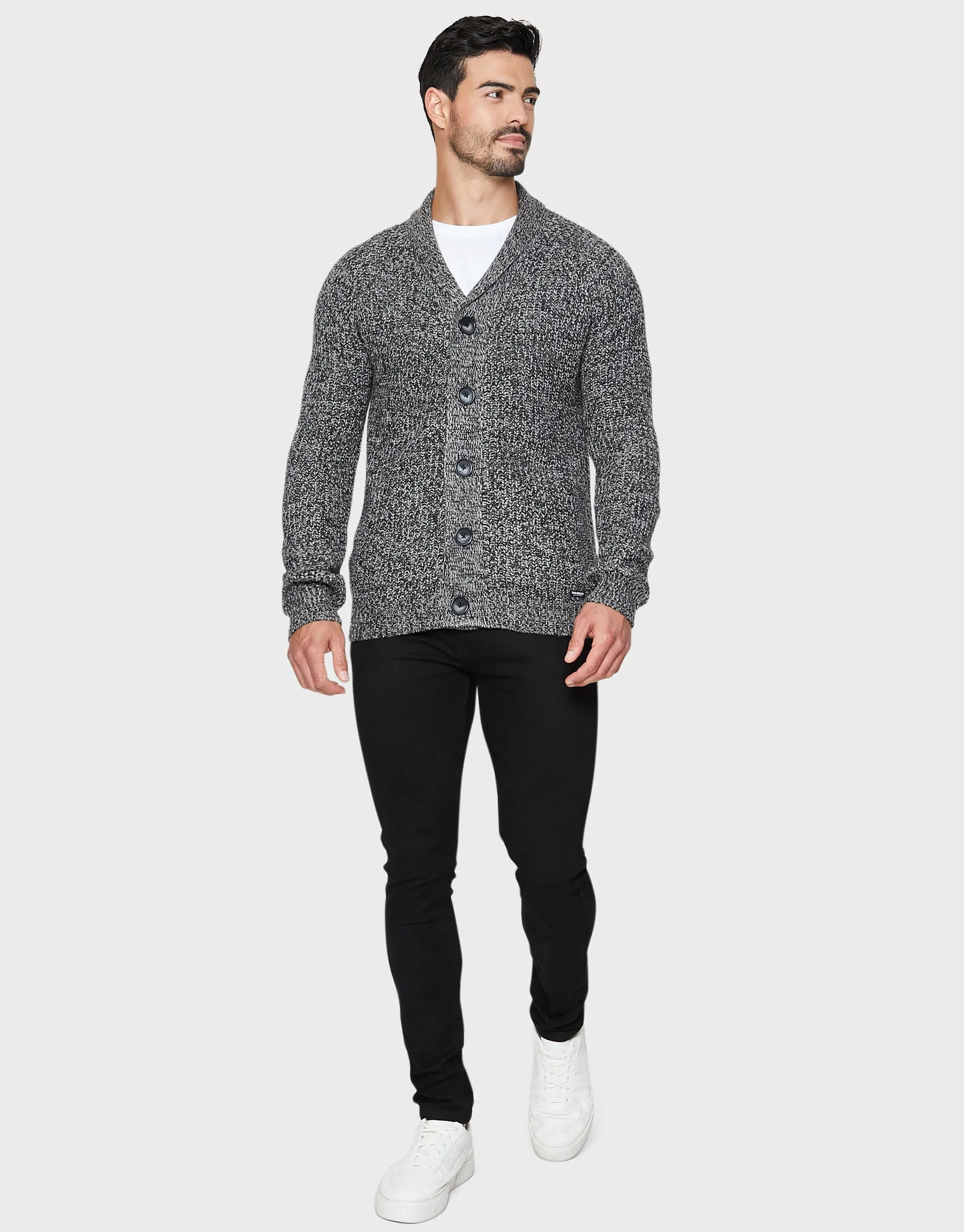 Men's Charcoal Shawl Cardigan sold by Threadbare product image thumbnail 3