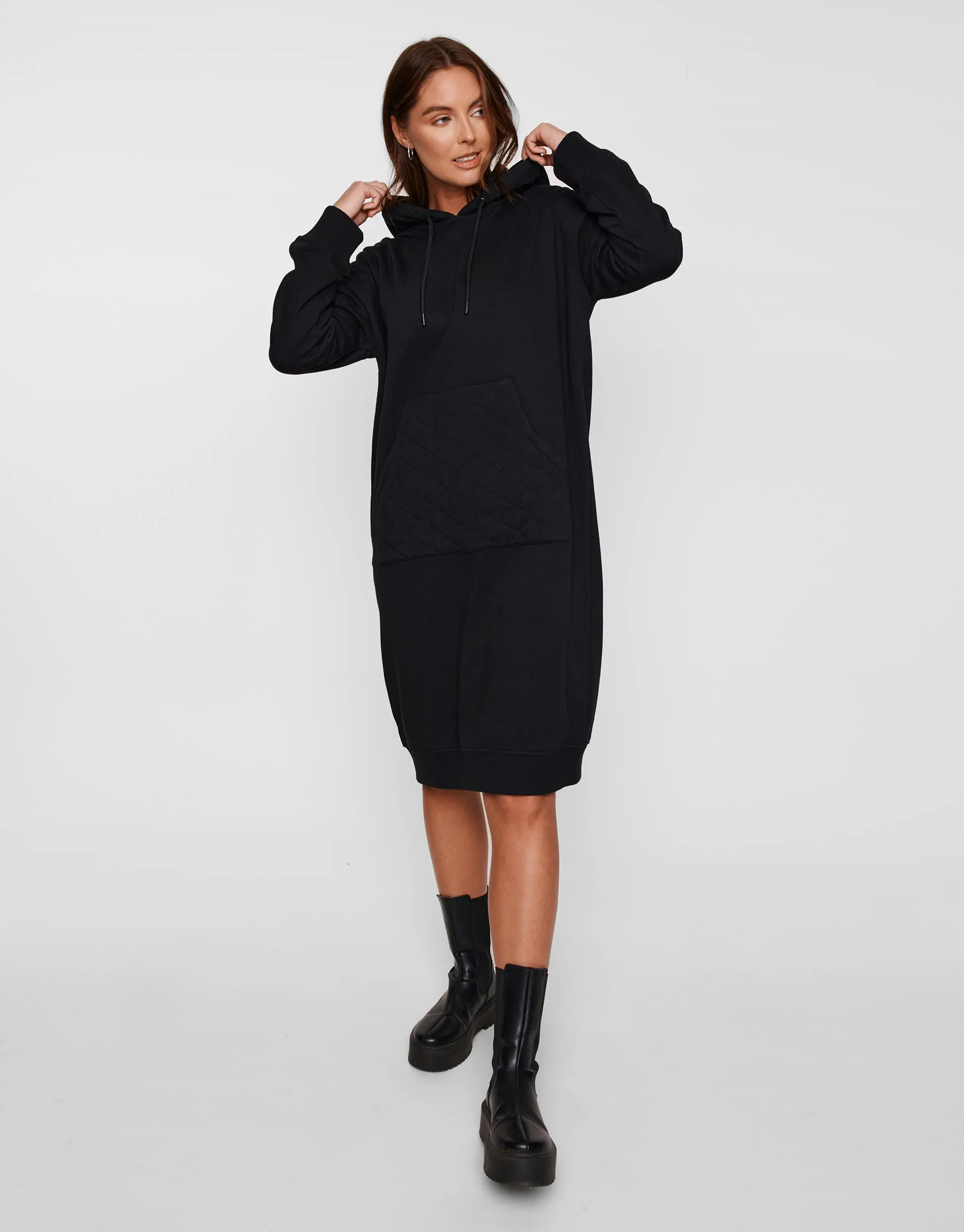 Women's Black Hoodie Dress sold by Threadbare product image thumbnail 3