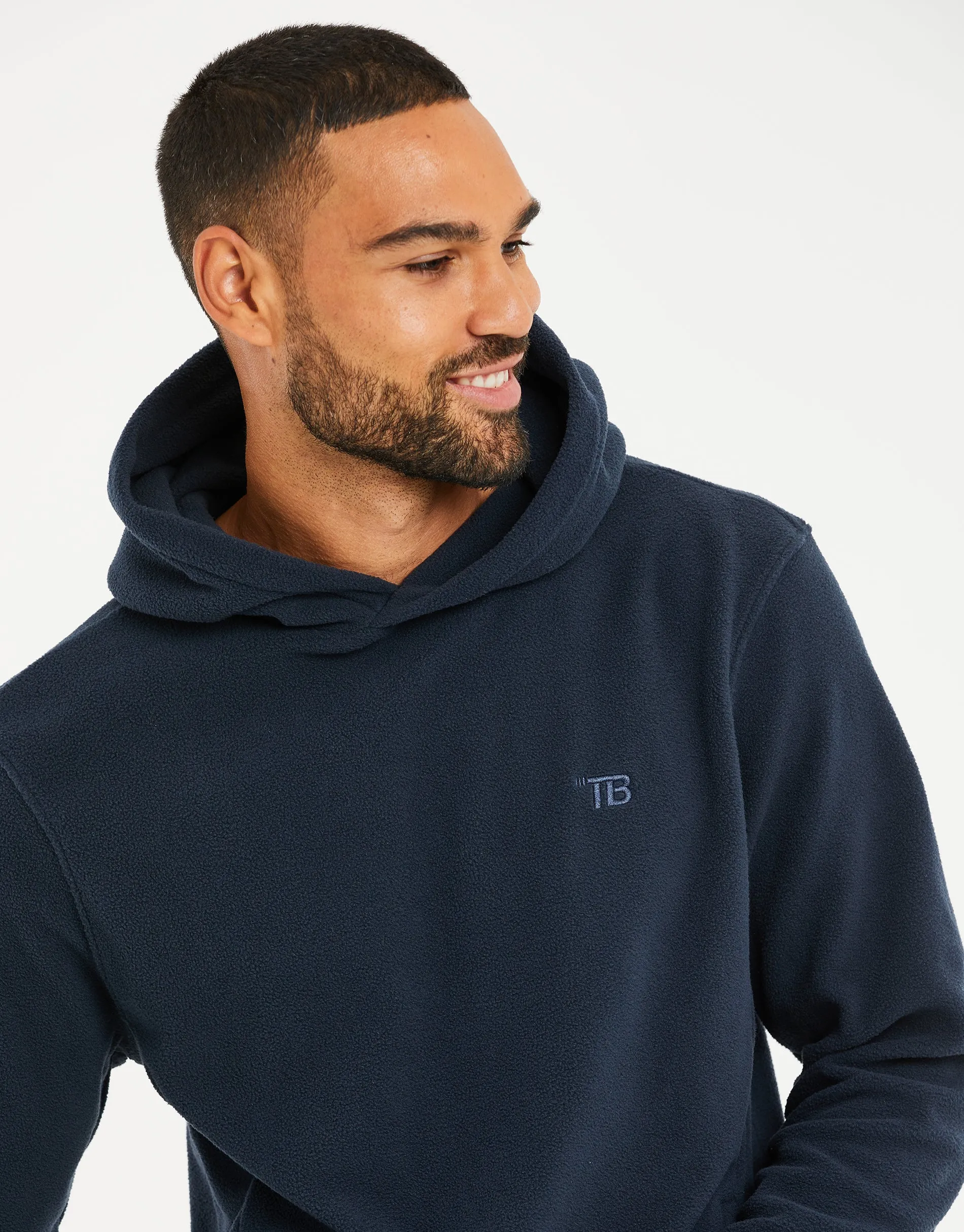 Navy Microfleece Overhead Hoodie sold by Threadbare product image thumbnail 4