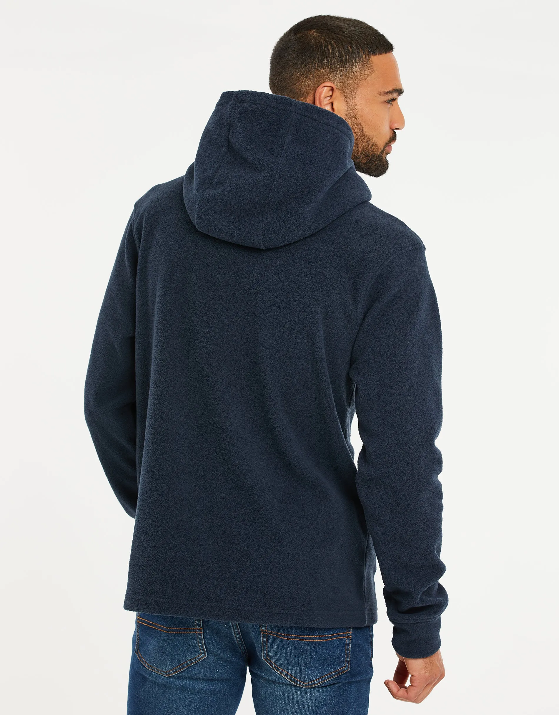 Navy Microfleece Overhead Hoodie sold by Threadbare product image thumbnail 2