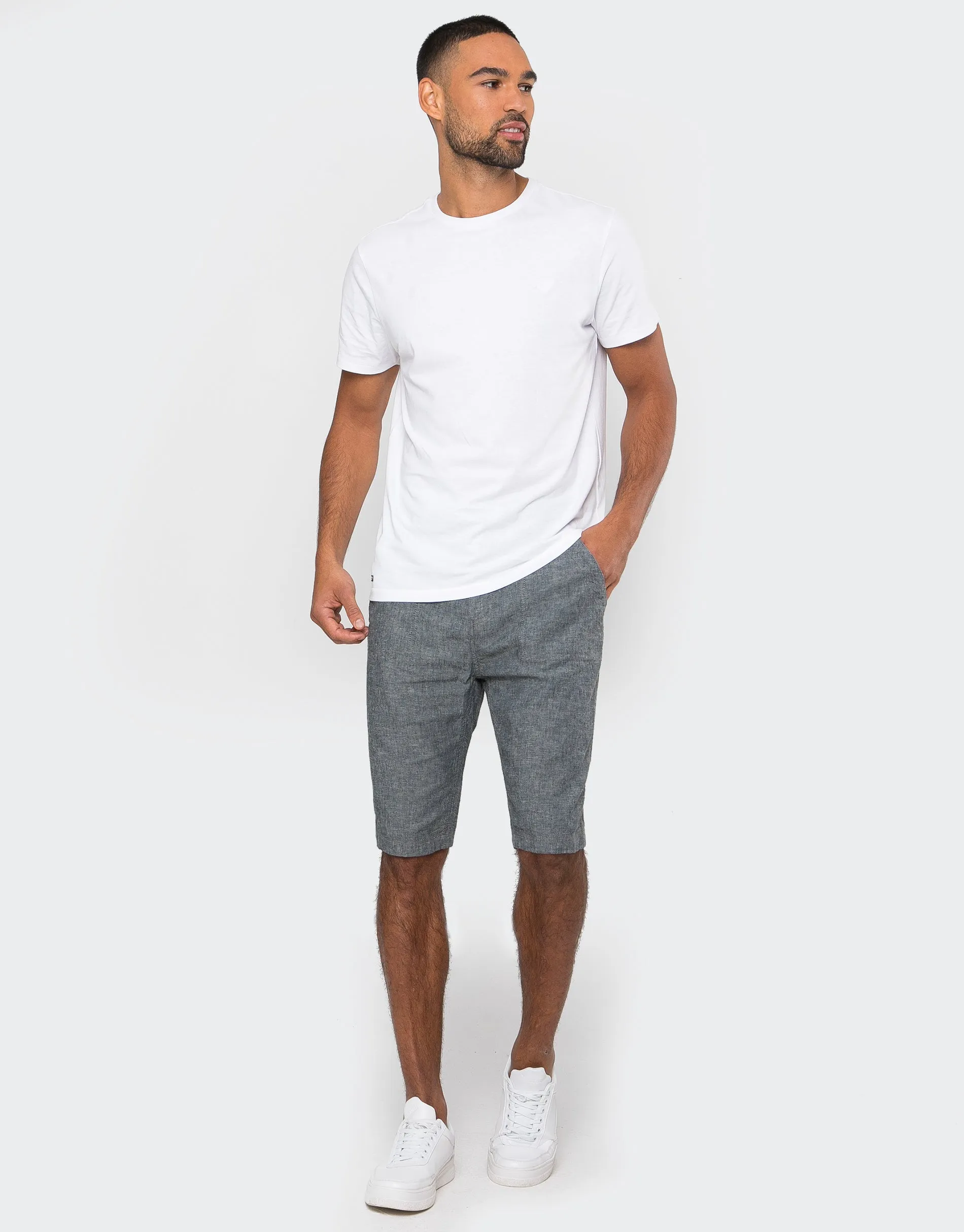 Men's Denim Blue Chino Shorts sold by Threadbare product image thumbnail 3