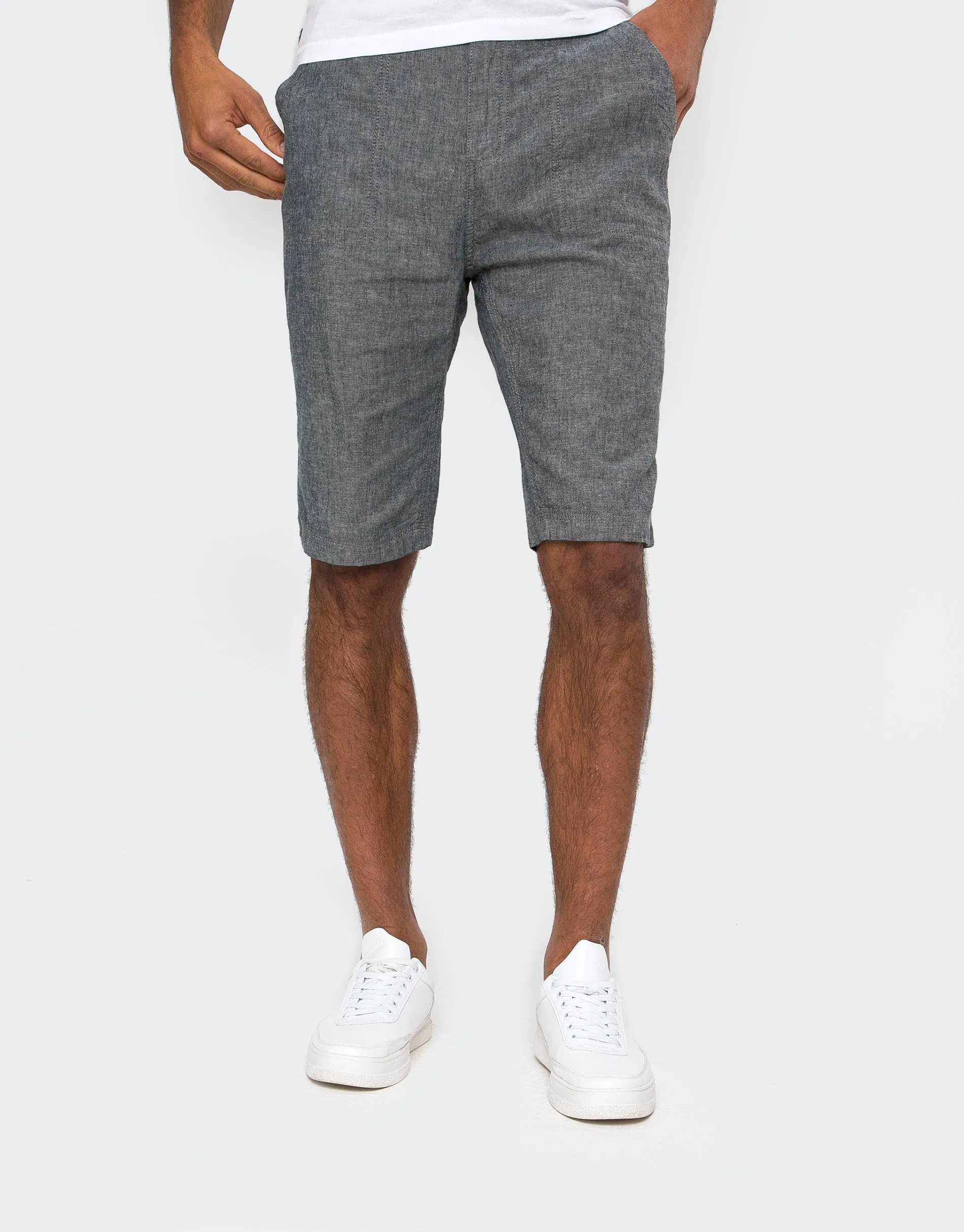 Men's Denim Blue Chino Shorts sold by Threadbare