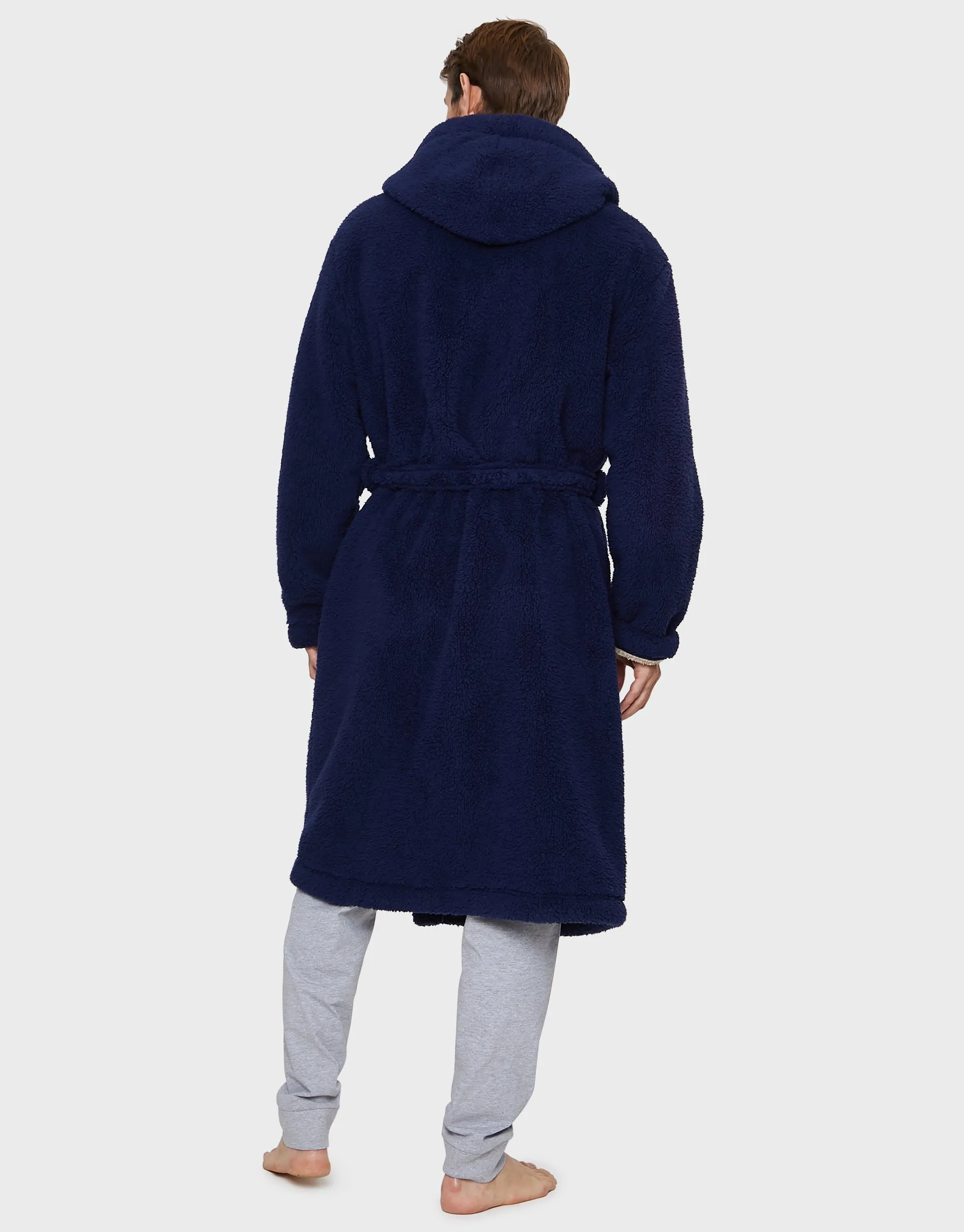 Men's Navy Faux Borg Lined Dressing Gown sold by Threadbare product image thumbnail 2