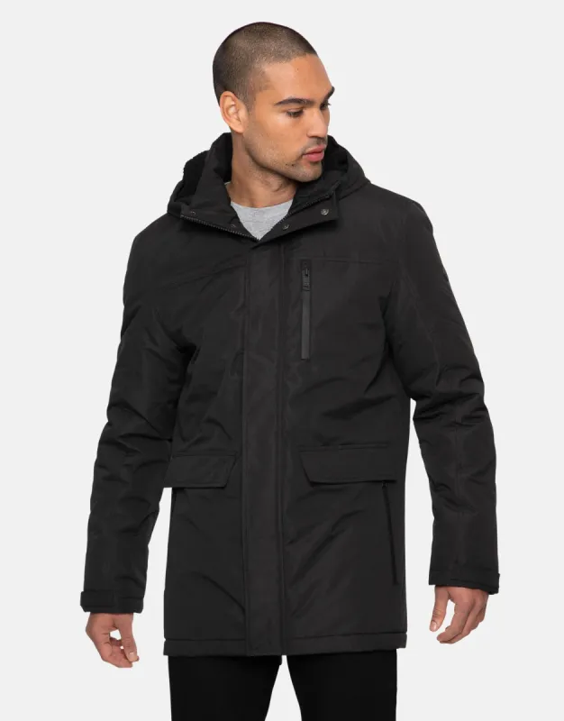 Men's Black Plain Padded Coat sold by Threadbare