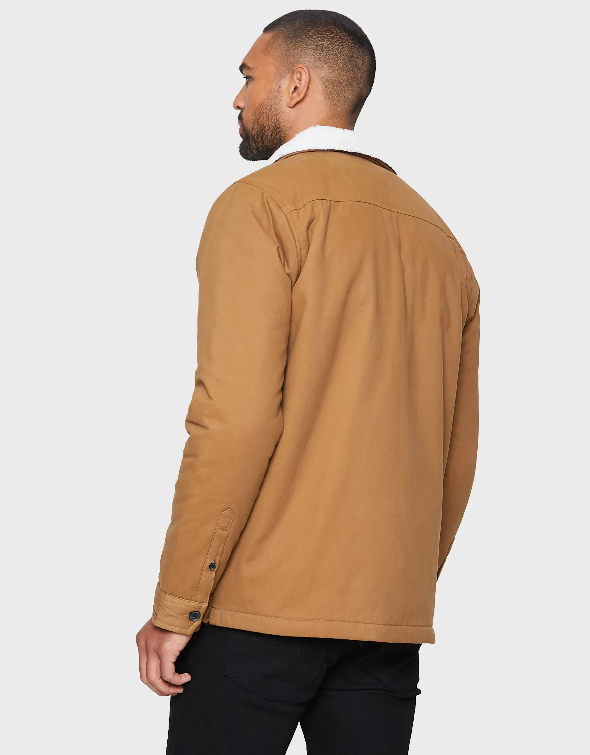 Men's Camel Faux Borg Collar Shacket sold by Threadbare product image thumbnail 2