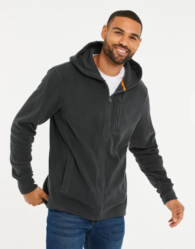 Men's Charcoal Fitness Fleece Zip-Through Hoodie sold by Threadbare