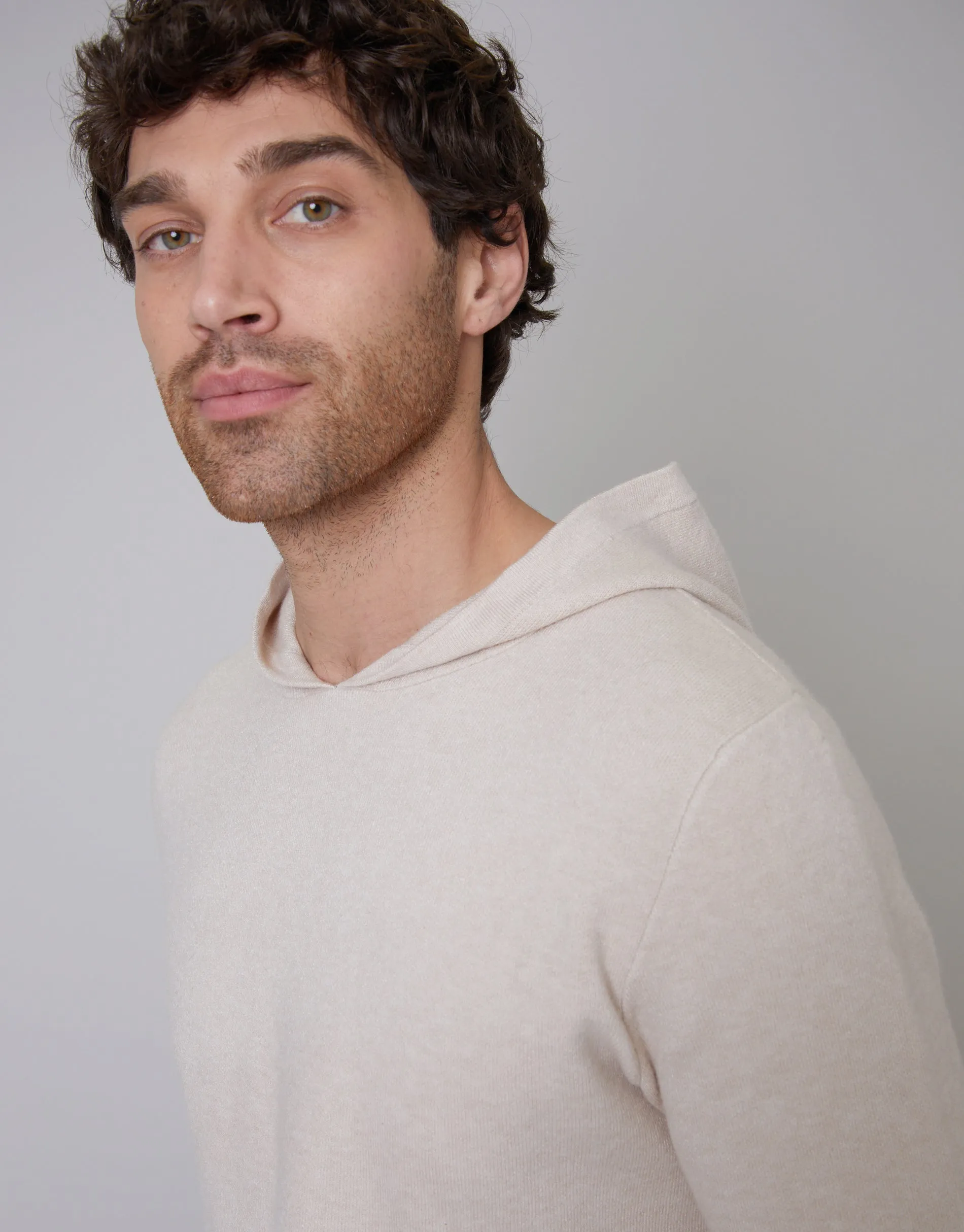 Threadbare Luxe Men's Ecru Knitted Pullover Hoodie sold by Threadbare product image thumbnail 4