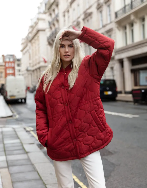 Women's Red Quilted Bomber Style Jacket sold by Threadbare