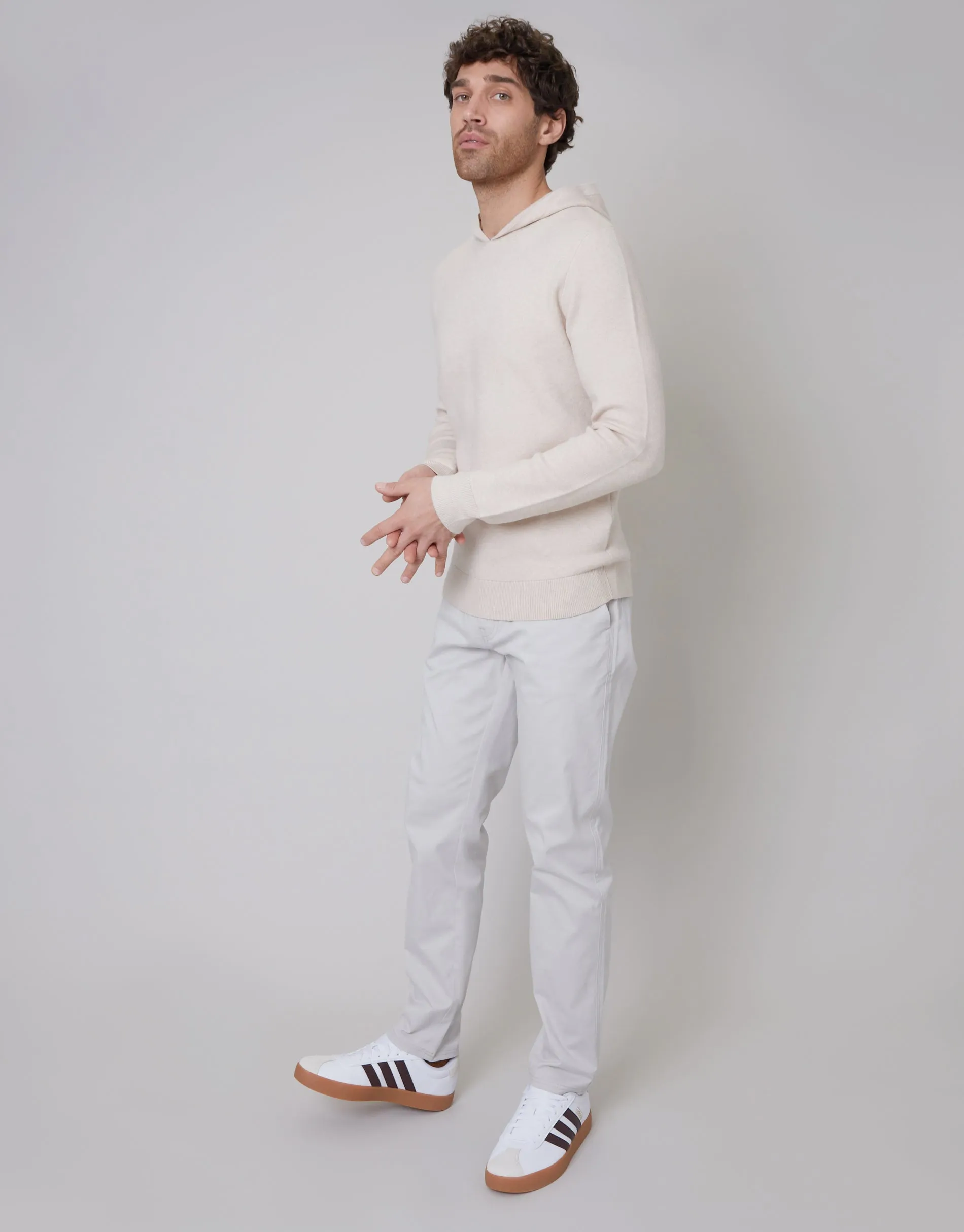 Threadbare Luxe Men's Ecru Knitted Pullover Hoodie sold by Threadbare product image thumbnail 3