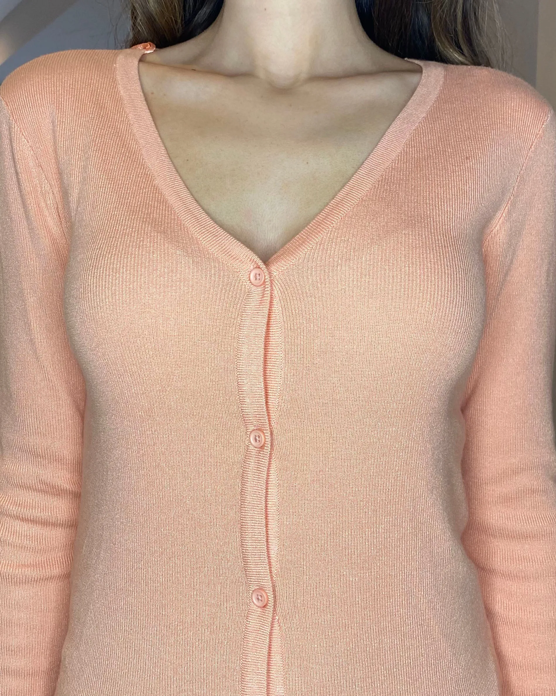 Women's Peach V-Neck Cardigan sold by Threadbare product image thumbnail 3