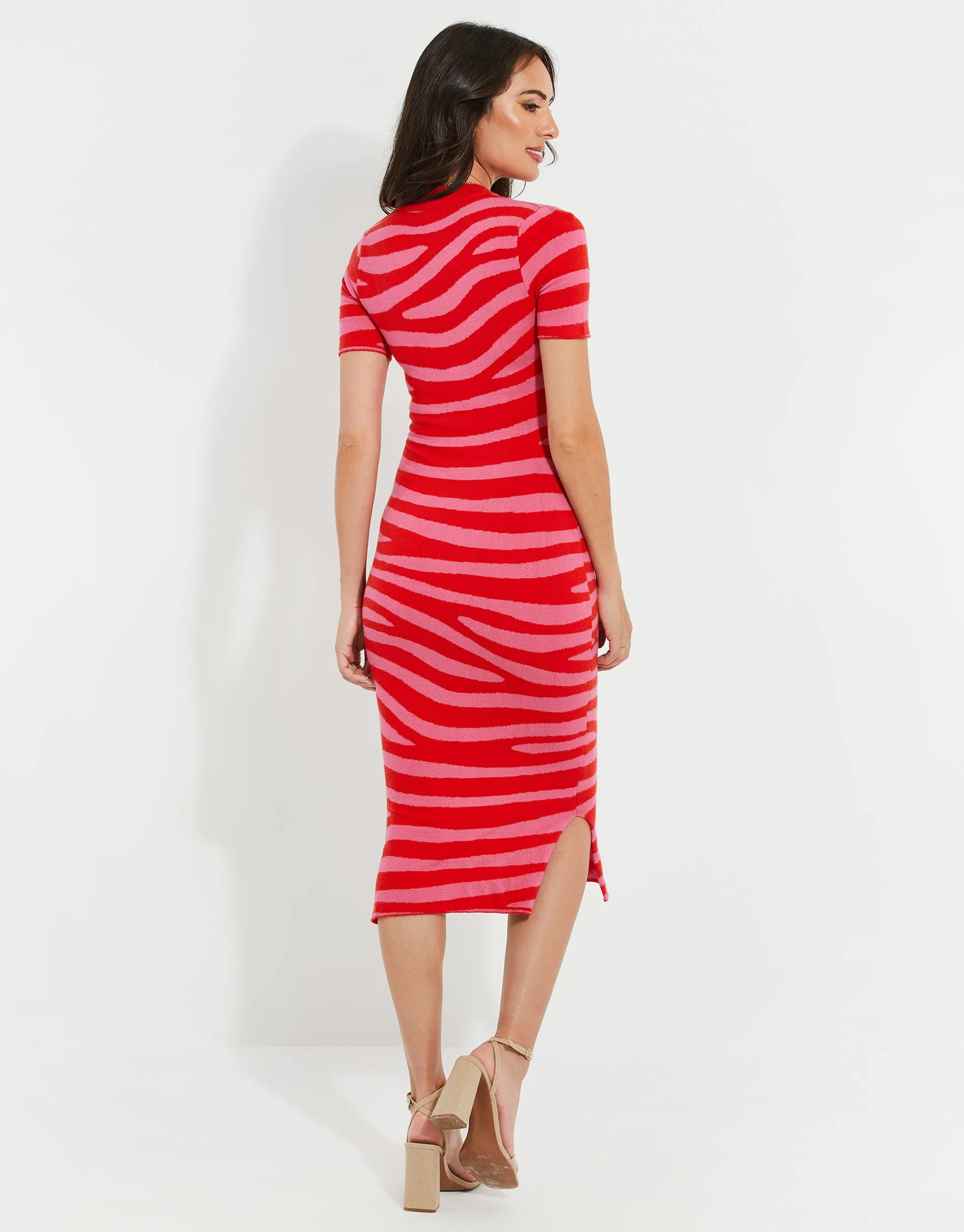Women's Pink Zebra Print Knitted Dress sold by Threadbare product image thumbnail 2