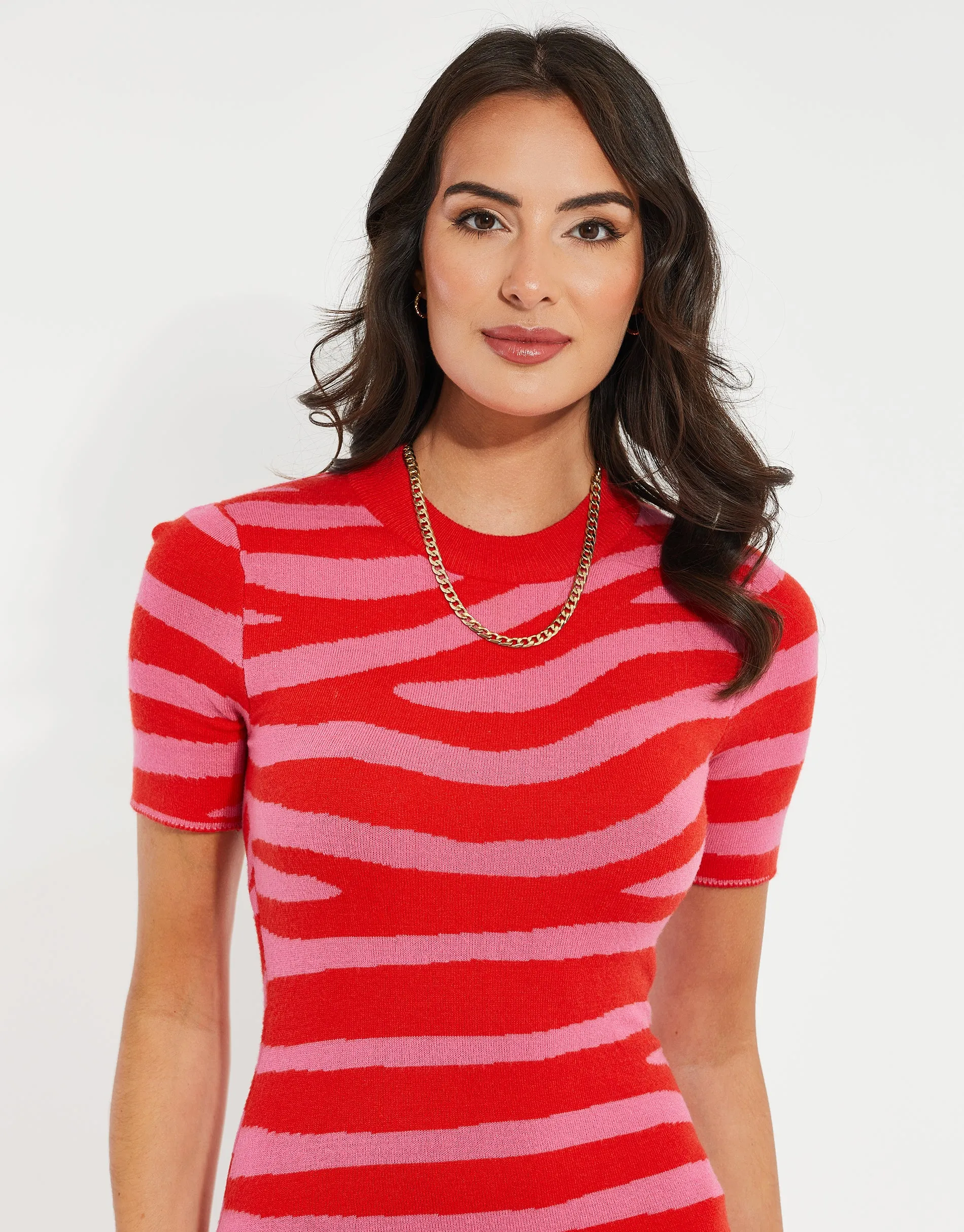Women's Pink Zebra Print Knitted Dress sold by Threadbare product image thumbnail 4