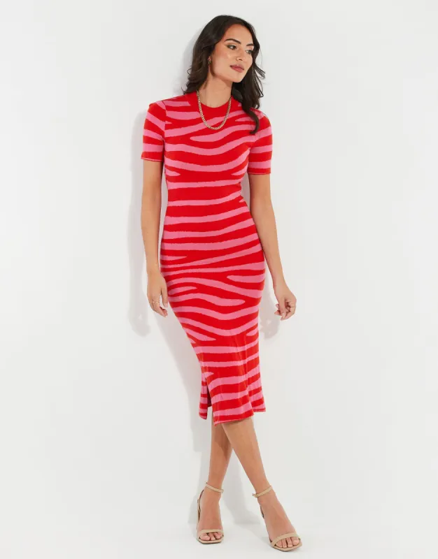 Women's Pink Zebra Print Knitted Dress sold by Threadbare