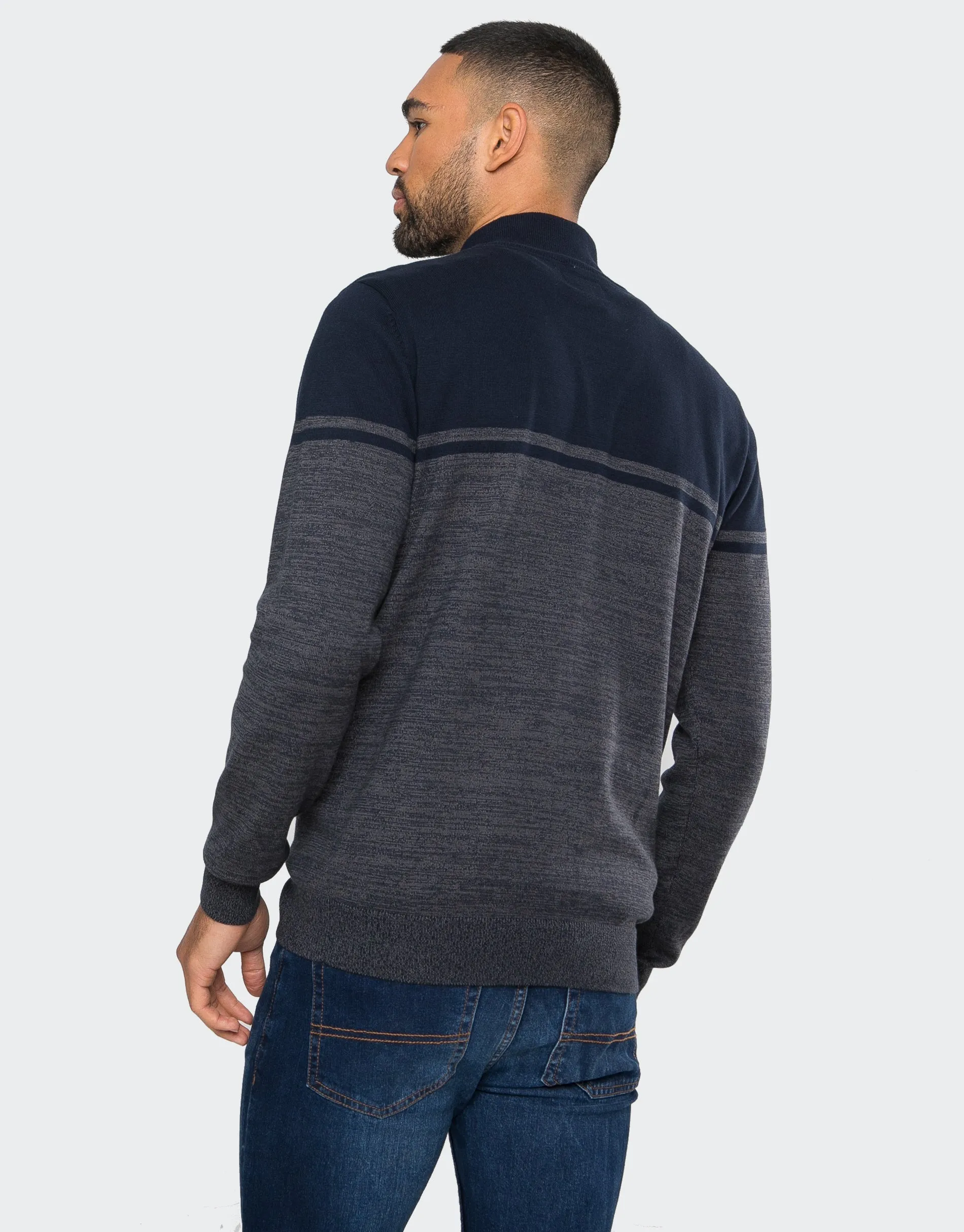 Men's Navy Two Tone Quarter Zip Jumper sold by Threadbare product image thumbnail 2