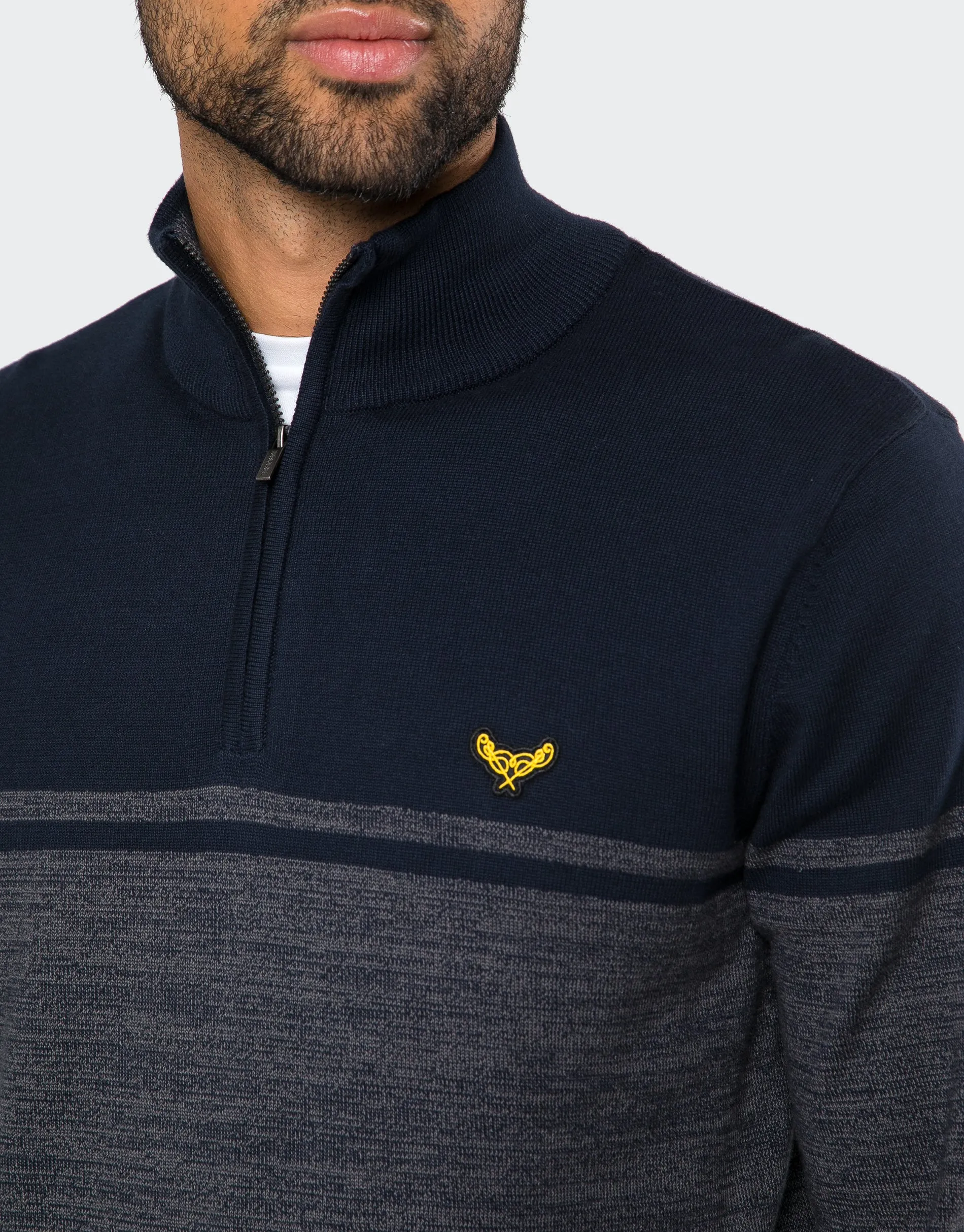 Men's Navy Two Tone Quarter Zip Jumper sold by Threadbare product image thumbnail 4