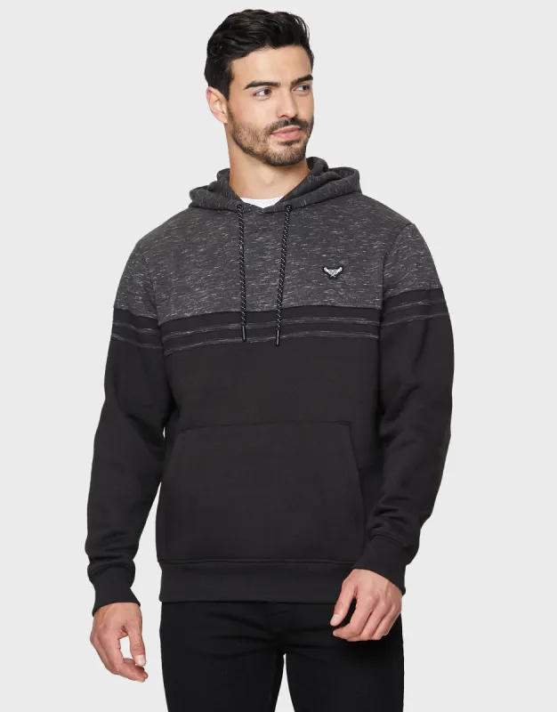 Men's Black Space Dye Pullover Hoodie sold by Threadbare
