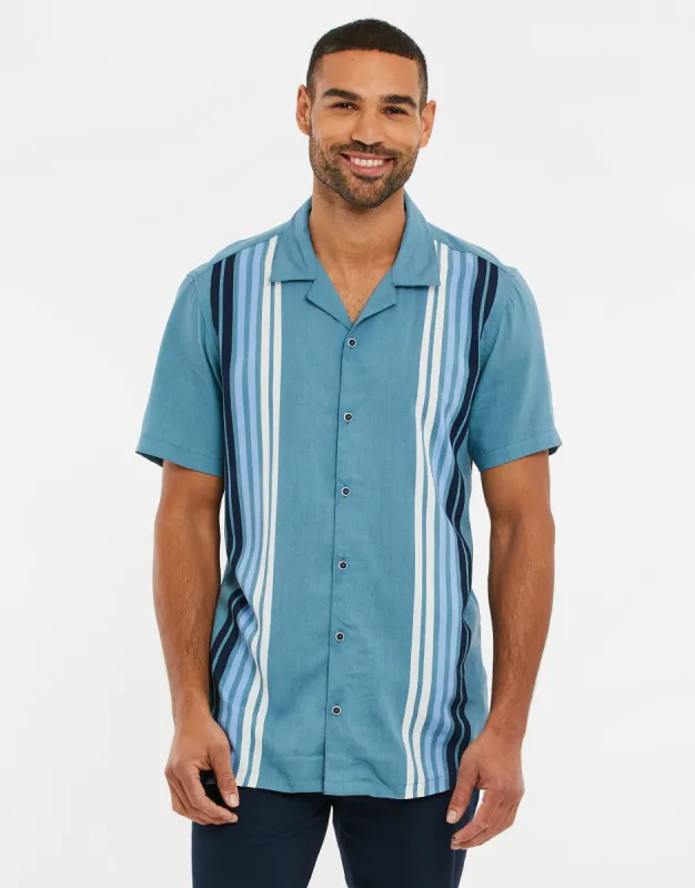 Men's Blue Striped Short Sleeve Shirt sold by Threadbare