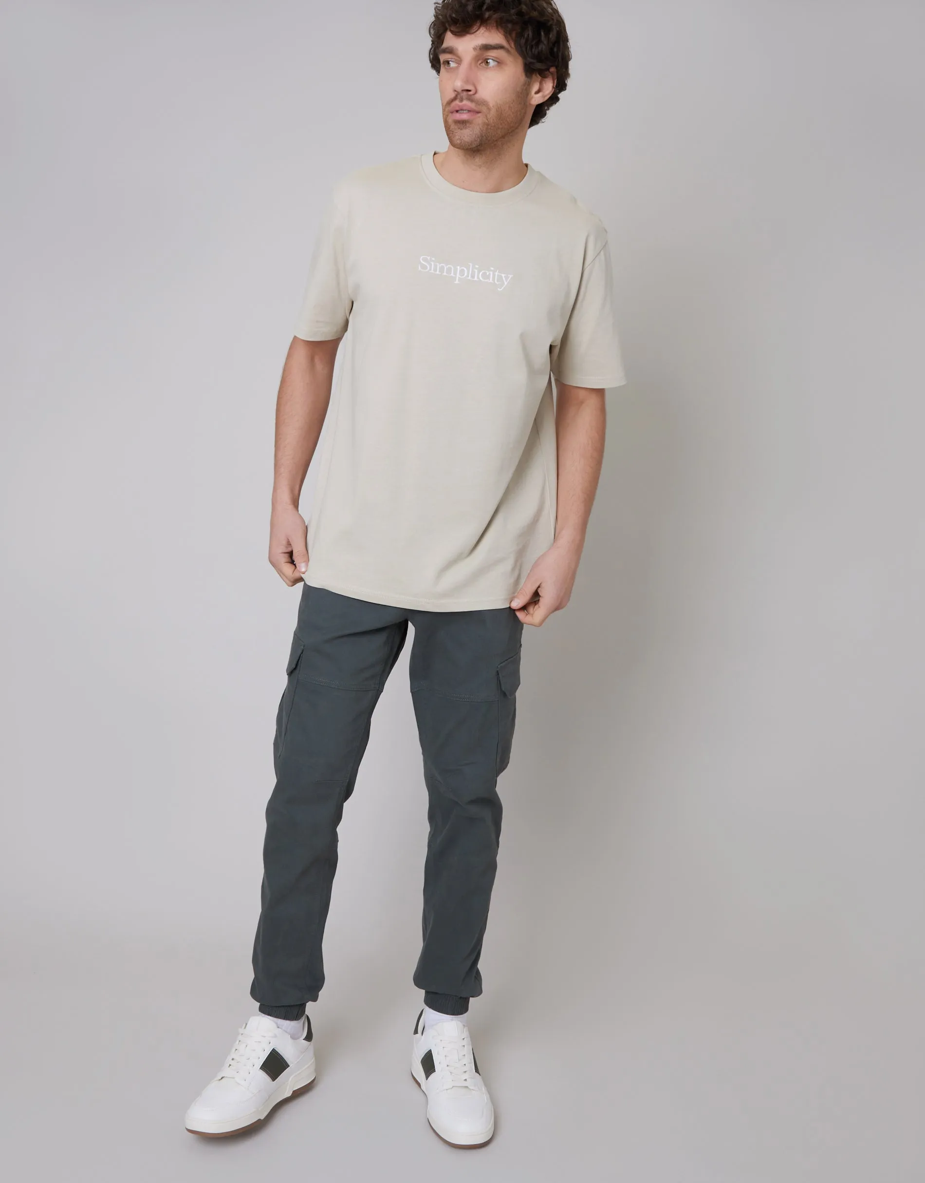 Men's Stone Embroidered Slogan Relaxed Fit T-Shirt sold by Threadbare product image thumbnail 3