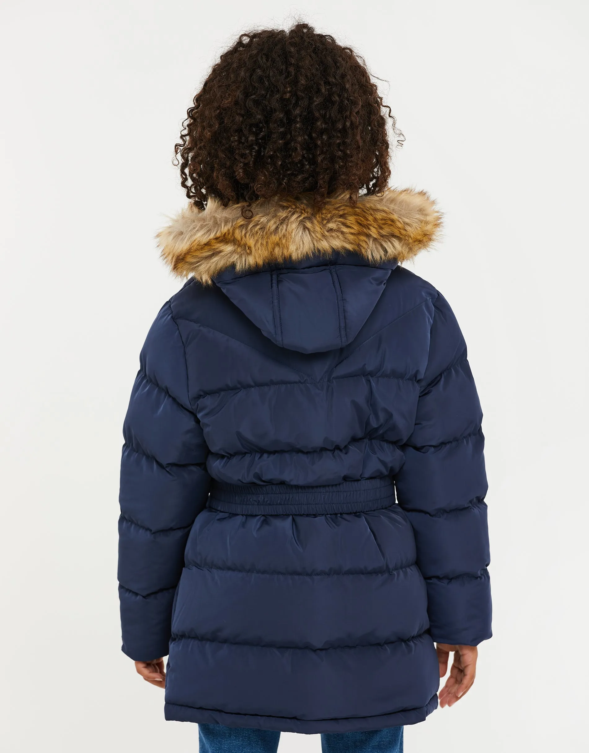 Girls' Navy Belted Parka Jacket sold by Threadbare product image thumbnail 2