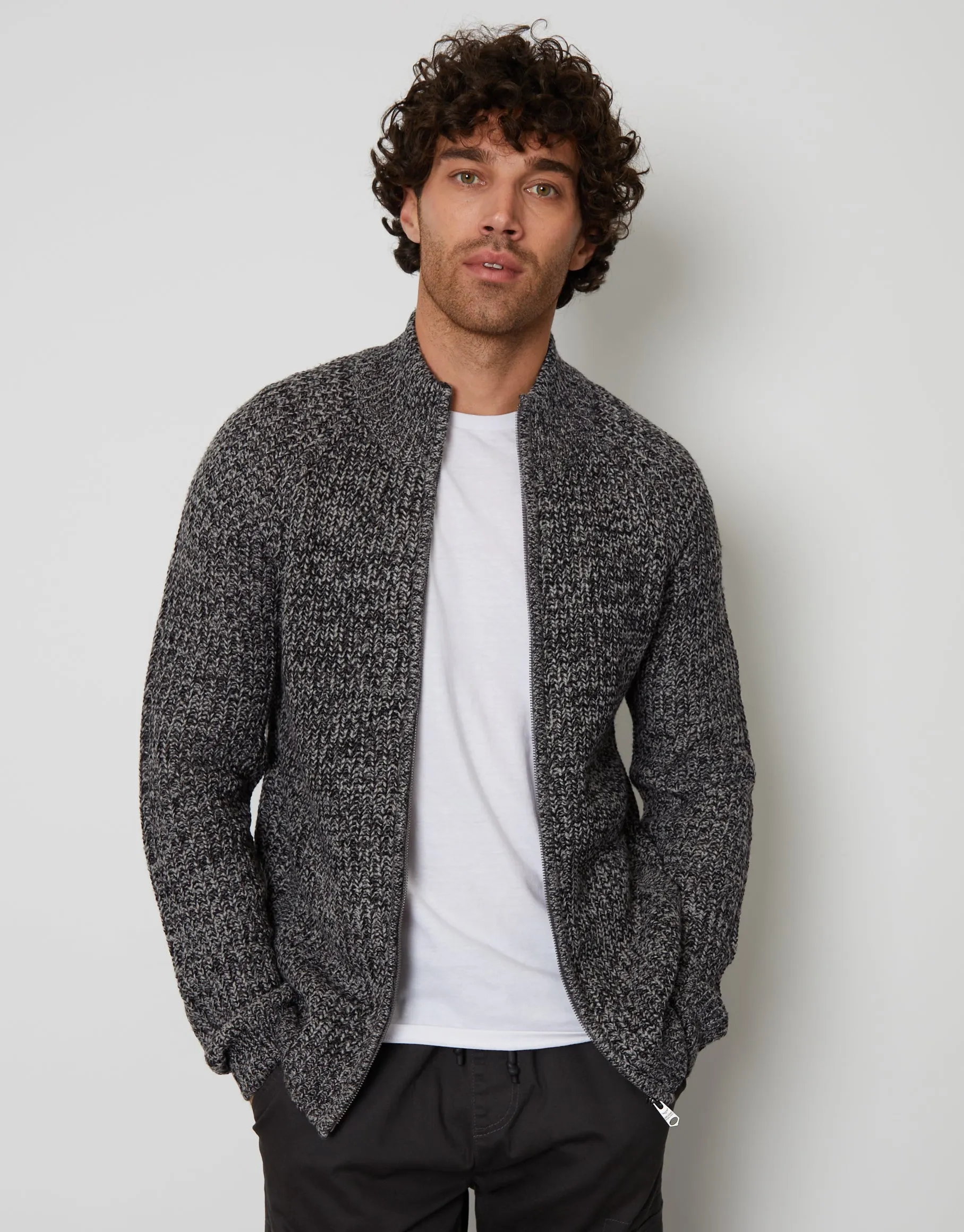 Charcoal Grey Full-Zip Cardigan sold by Threadbare