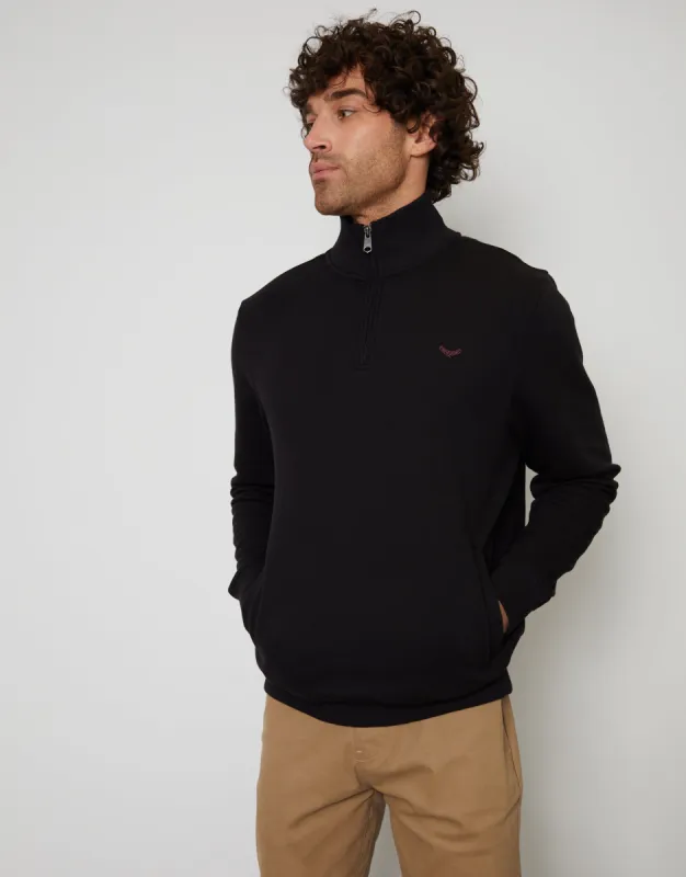 Black Quarter Zip Sweatshirt sold by Threadbare