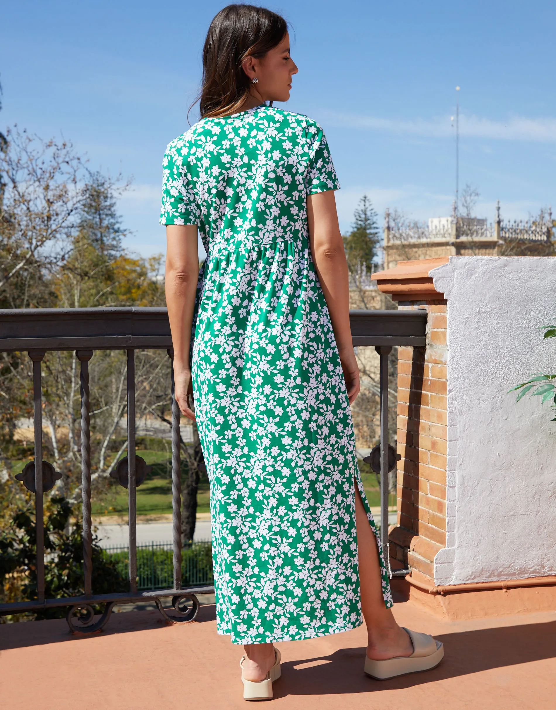 Women's Green Floral Jersey Maxi Dress with Pockets sold by Threadbare product image thumbnail 2