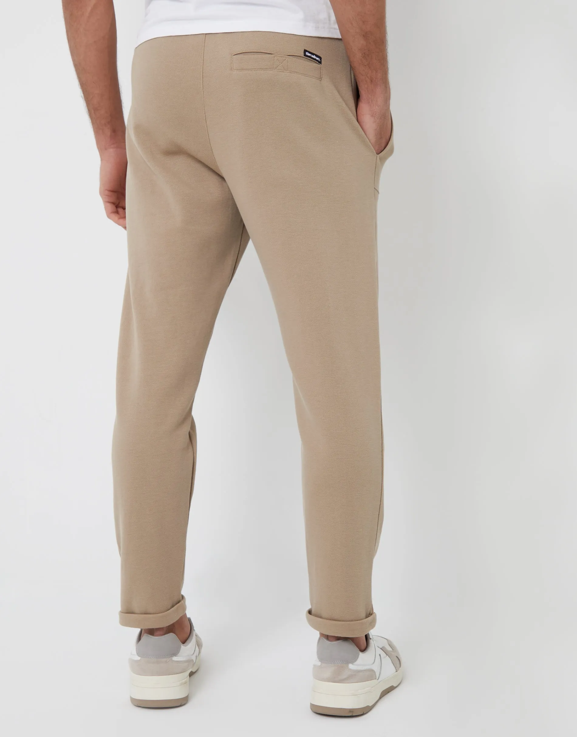 Men's Stone Pique Cuffed Seam Detail Joggers sold by Threadbare product image thumbnail 2