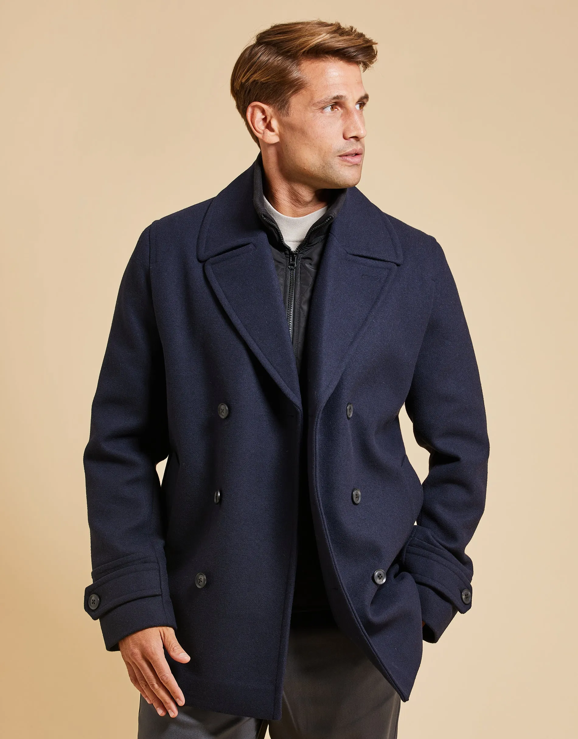 Threadbare Luxe Men's Navy Mock Layer Tailored Coat sold by Threadbare product image thumbnail 3