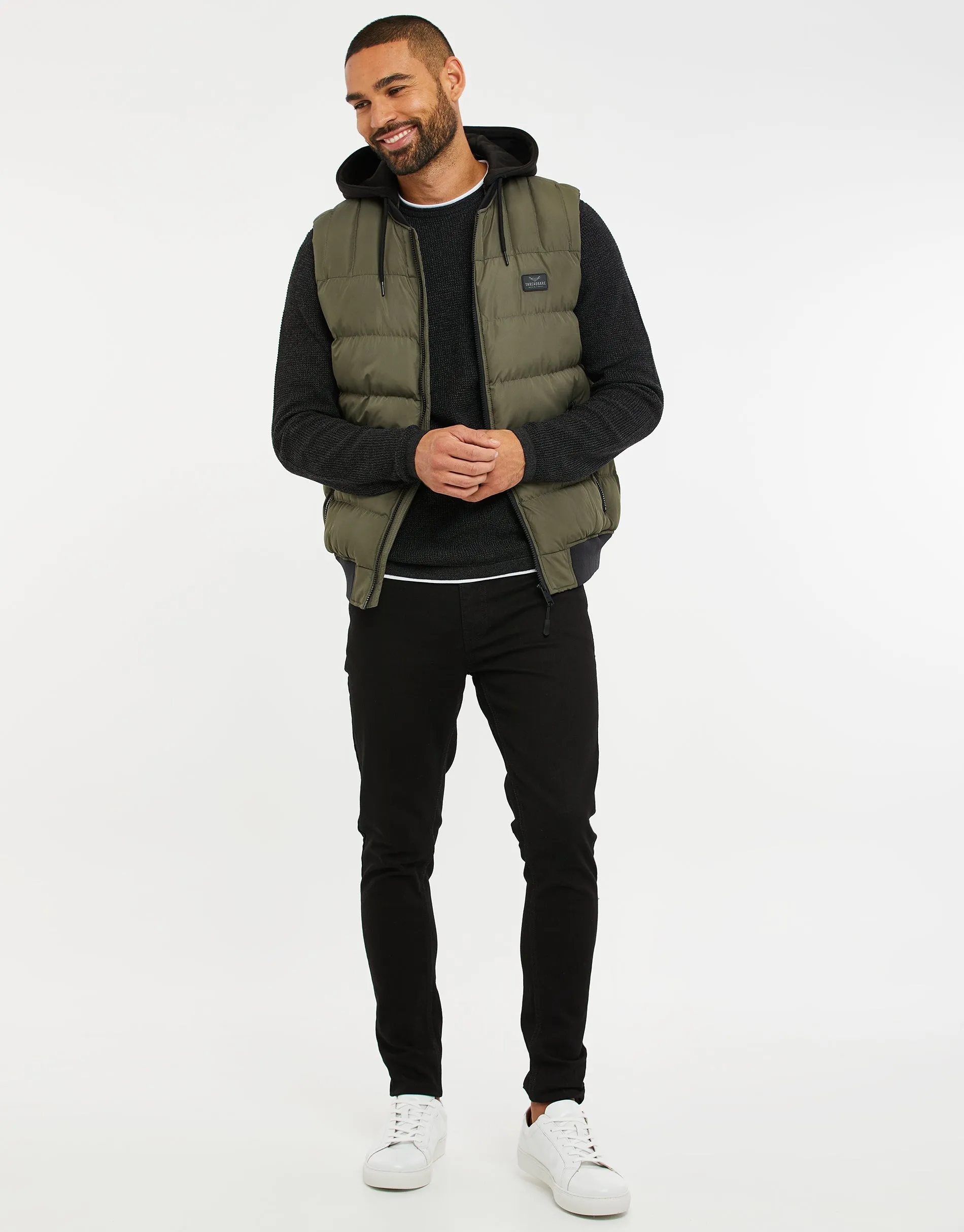 Men's Khaki Hooded Padded Gilet sold by Threadbare product image thumbnail 3