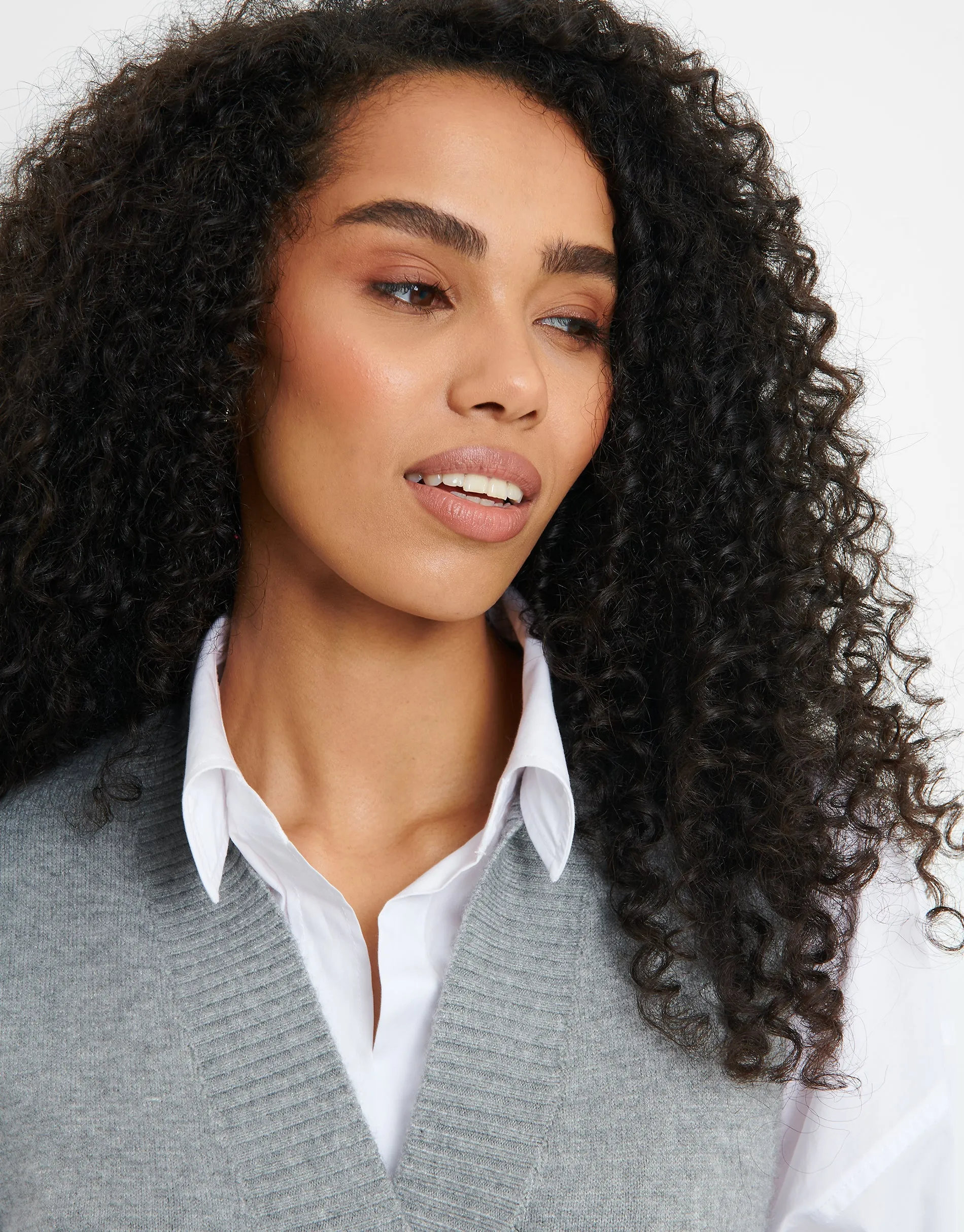 Women's Grey Knitted V-Neck Vest sold by Threadbare product image thumbnail 4