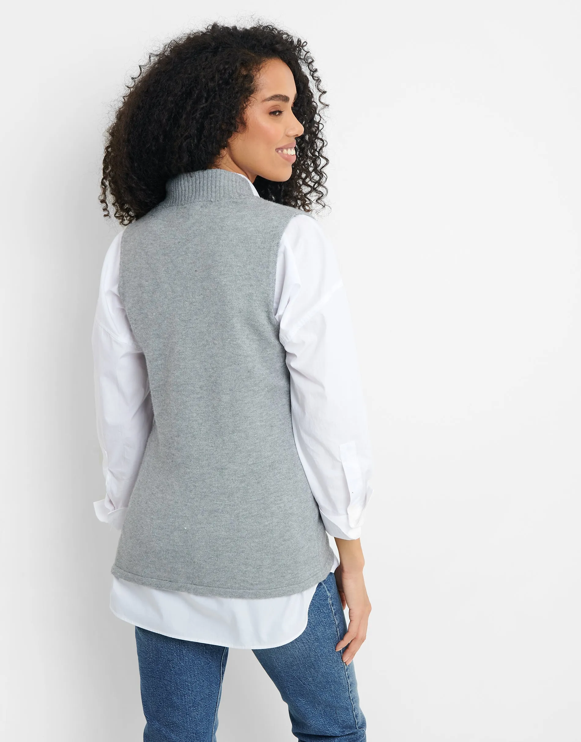 Women's Grey Knitted V-Neck Vest sold by Threadbare product image thumbnail 2