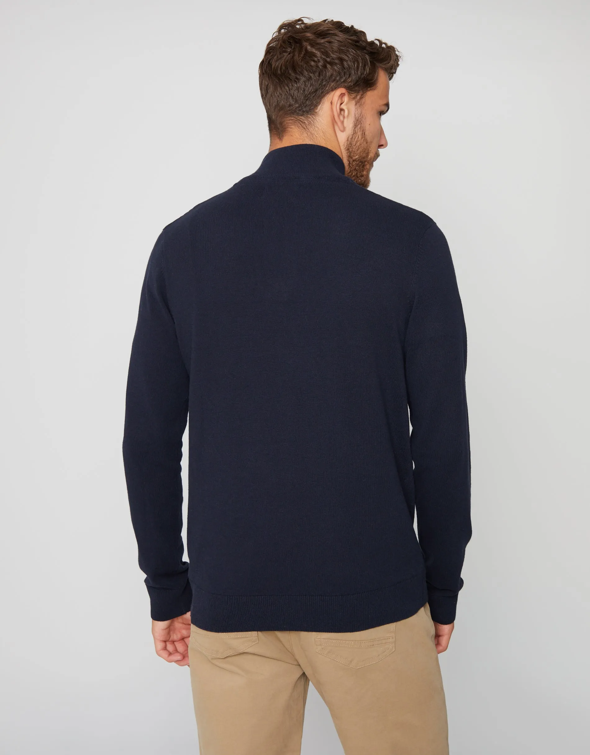 Navy Rib Detail Knitted Quarter Zip Jumper sold by Threadbare product image thumbnail 2