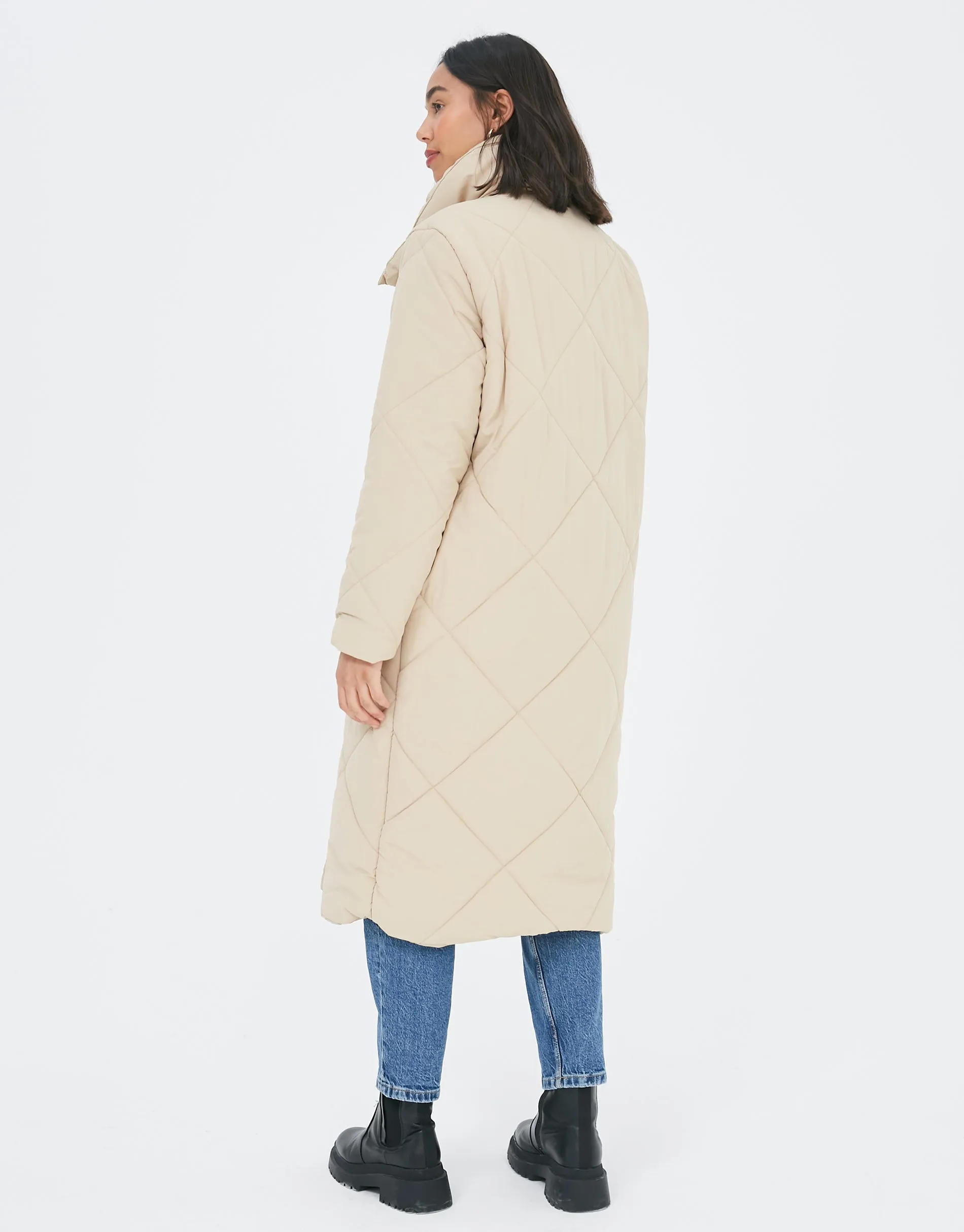 Women's Stone Oversized Quilted Puffer Coat sold by Threadbare product image thumbnail 2