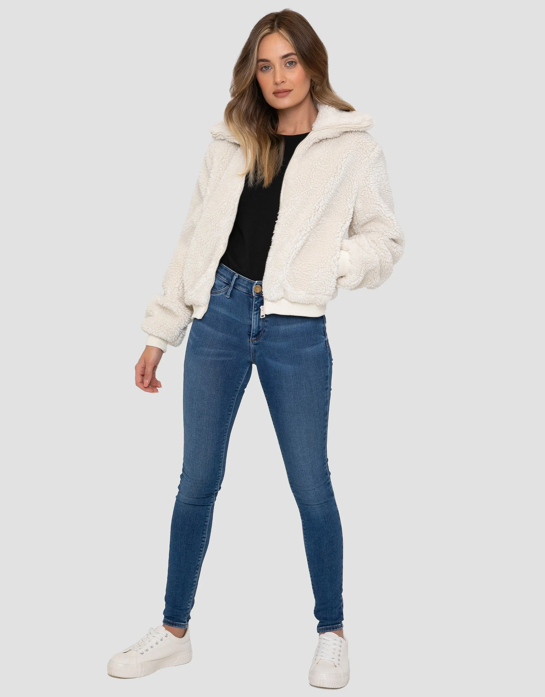 Women's Cream Faux Borg Jacket sold by Threadbare product image thumbnail 3