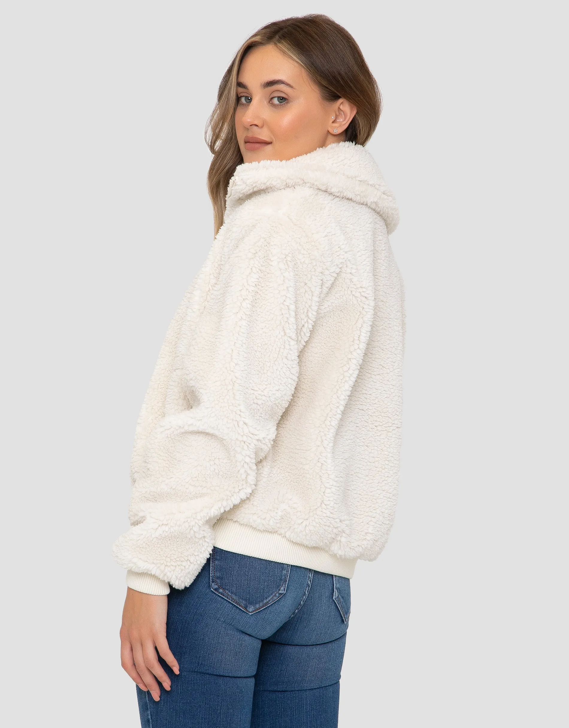 Women's Cream Faux Borg Jacket sold by Threadbare product image thumbnail 2