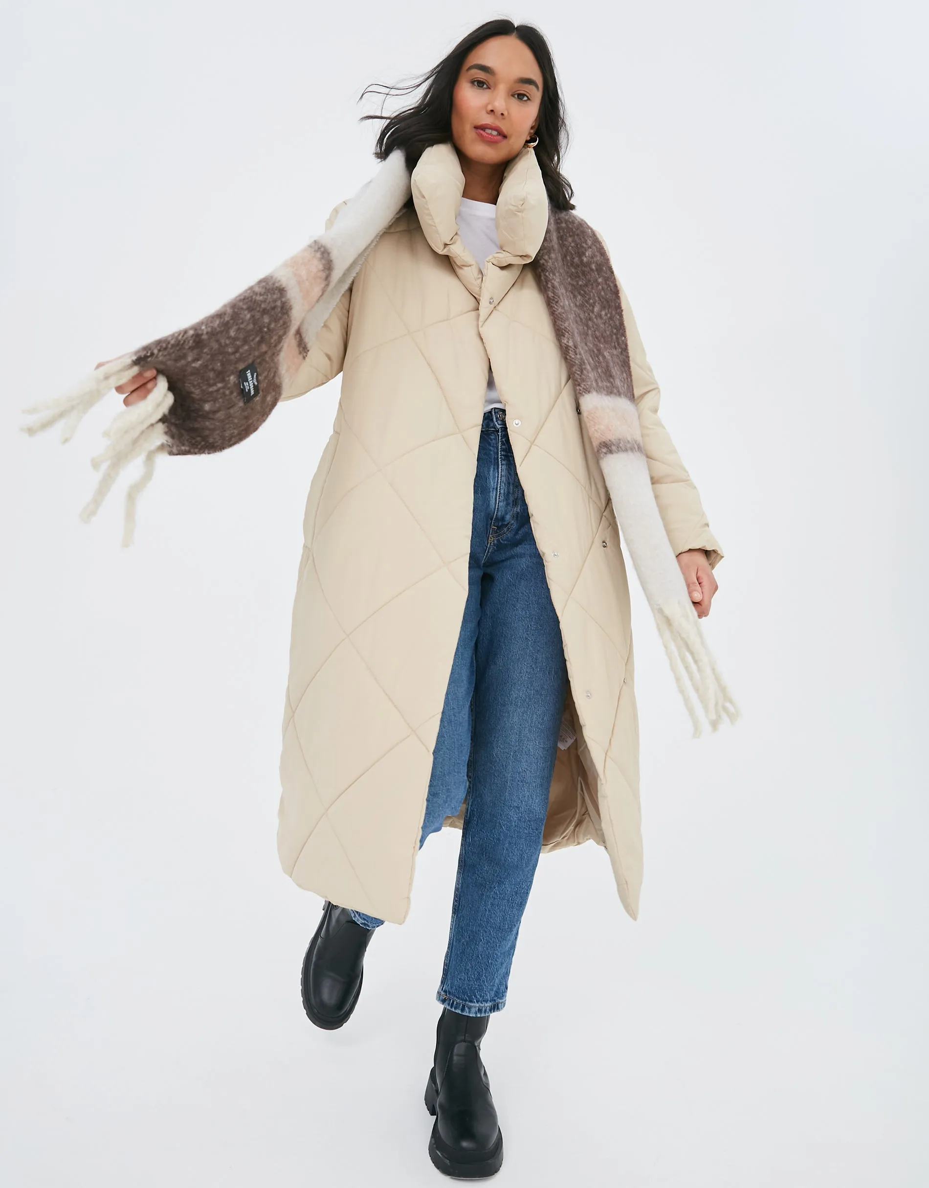 Women's Stone Oversized Quilted Puffer Coat sold by Threadbare product image thumbnail 3