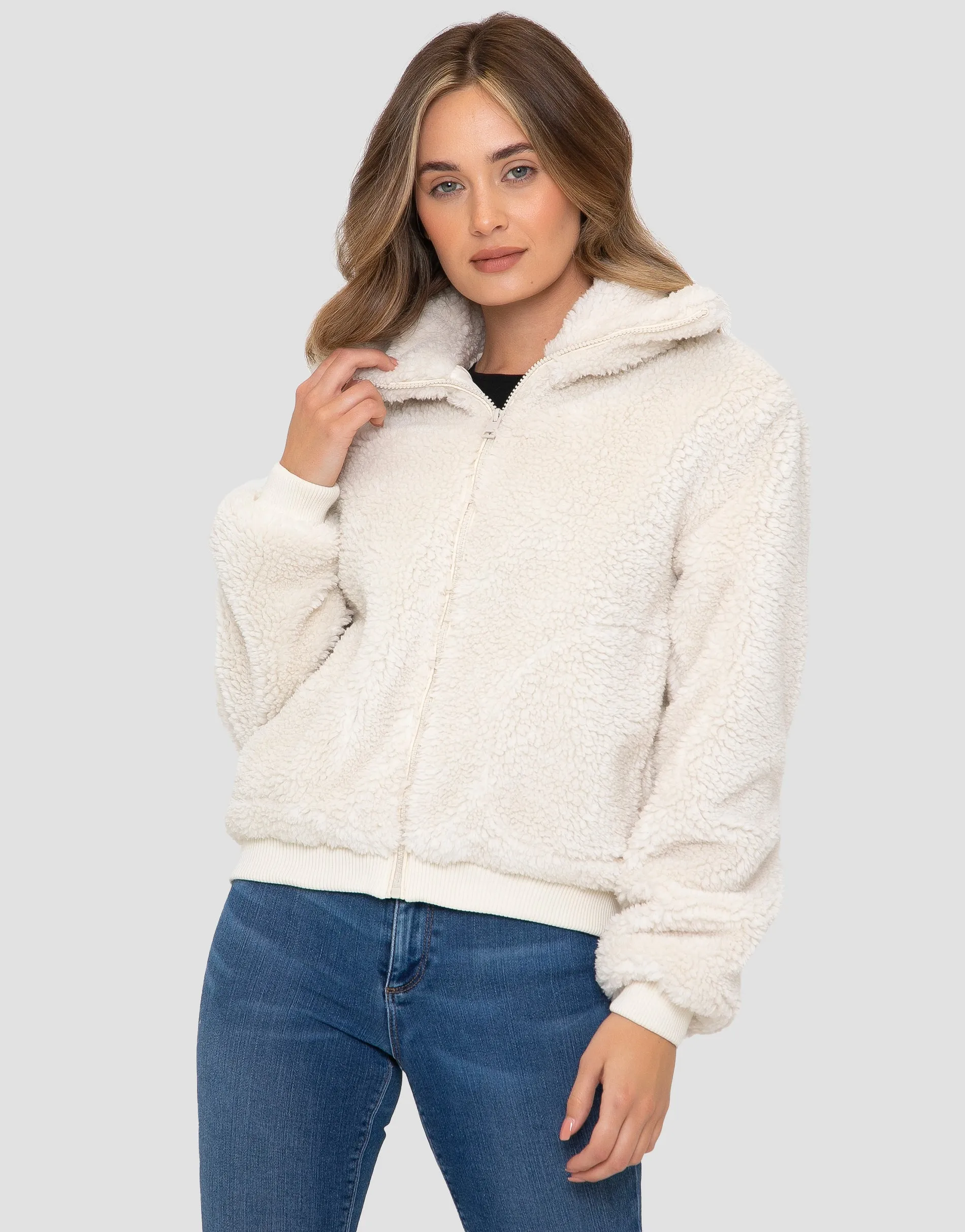 Women's Cream Faux Borg Jacket sold by Threadbare