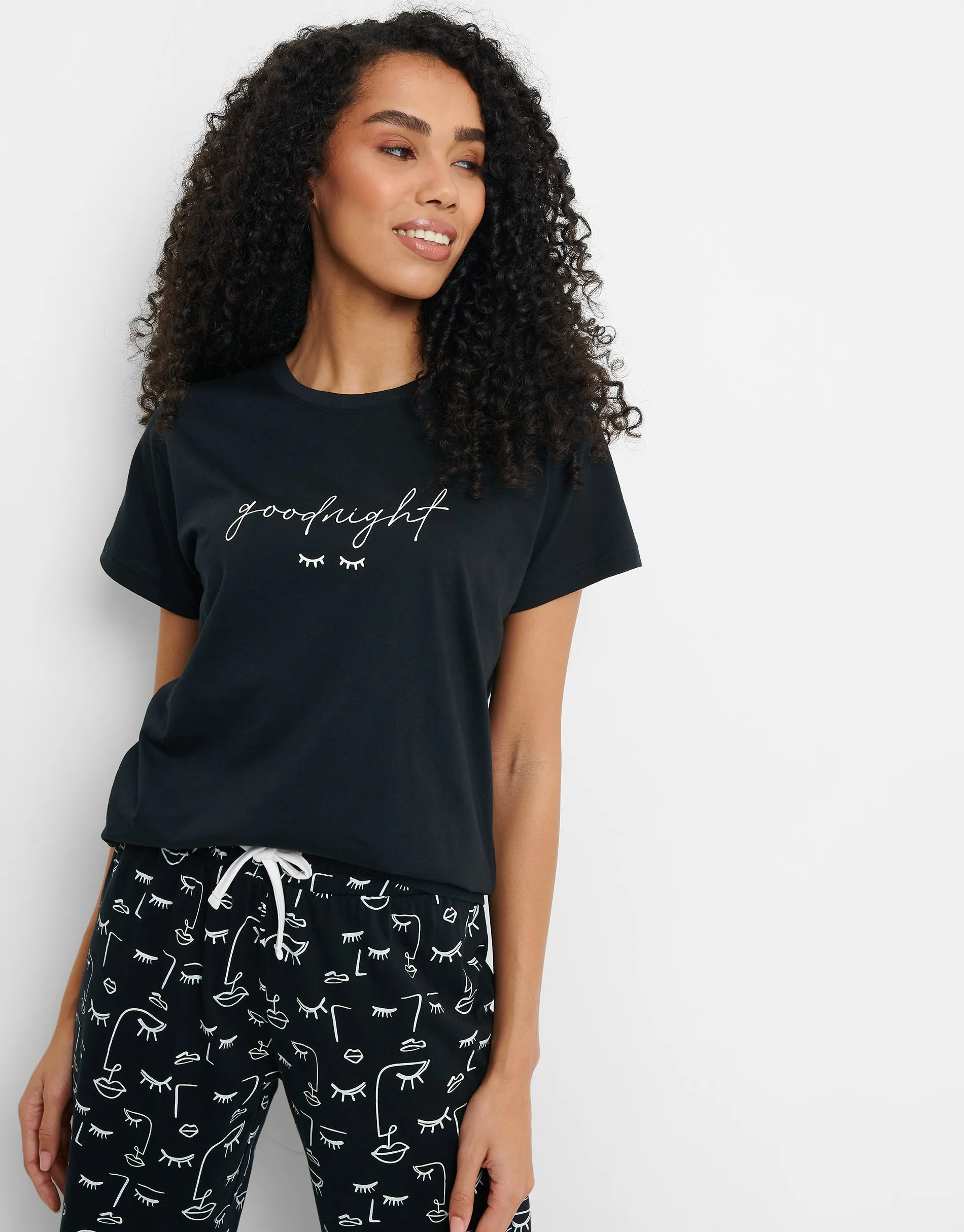 Women's Black Culotte Style Pyjamas (2-Piece Set) sold by Threadbare product image thumbnail 4