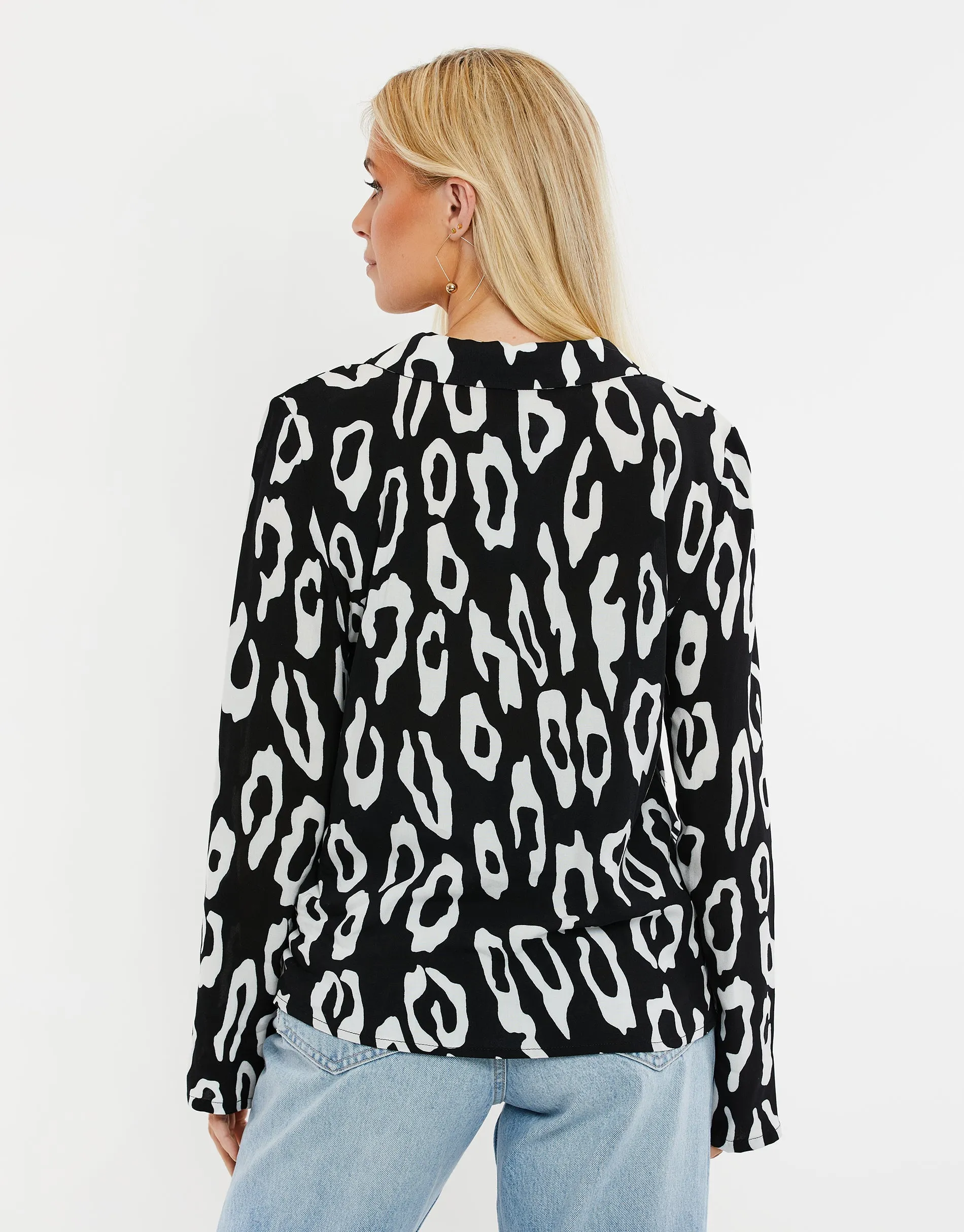 Women's Black & White Animal Print Blouse sold by Threadbare product image thumbnail 2