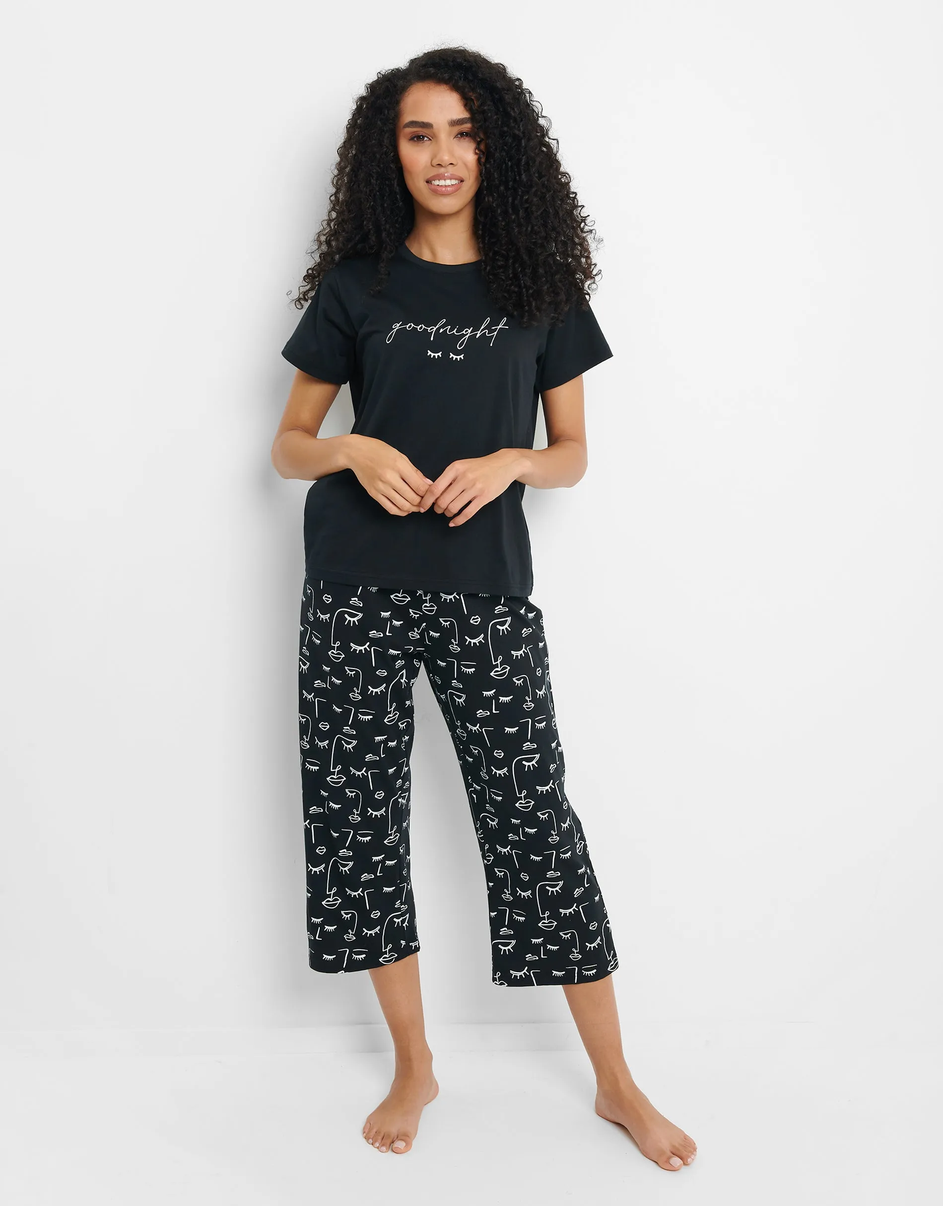 Women's Black Culotte Style Pyjamas (2-Piece Set) sold by Threadbare product image thumbnail 2