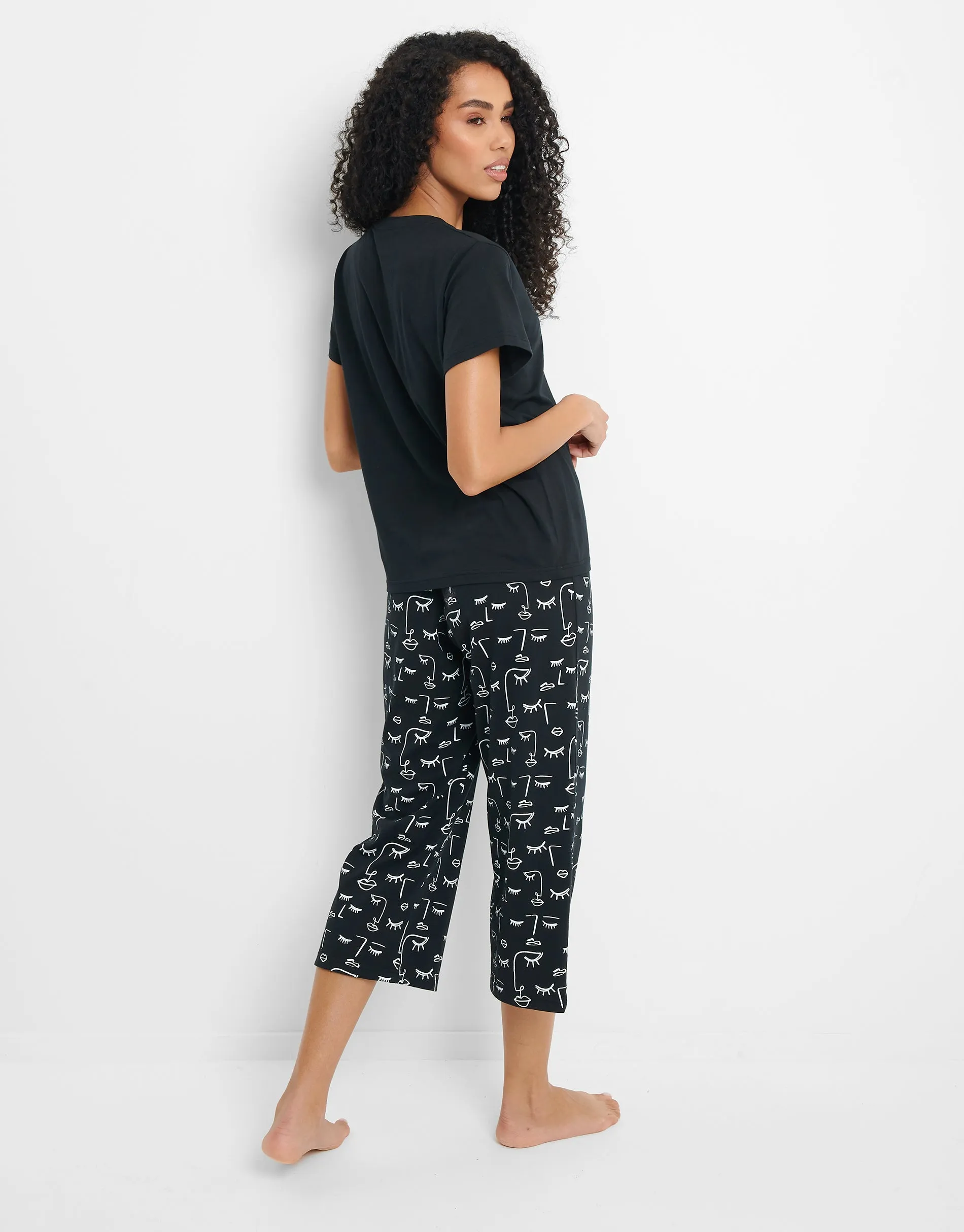 Women's Black Culotte Style Pyjamas (2-Piece Set) sold by Threadbare product image thumbnail 3