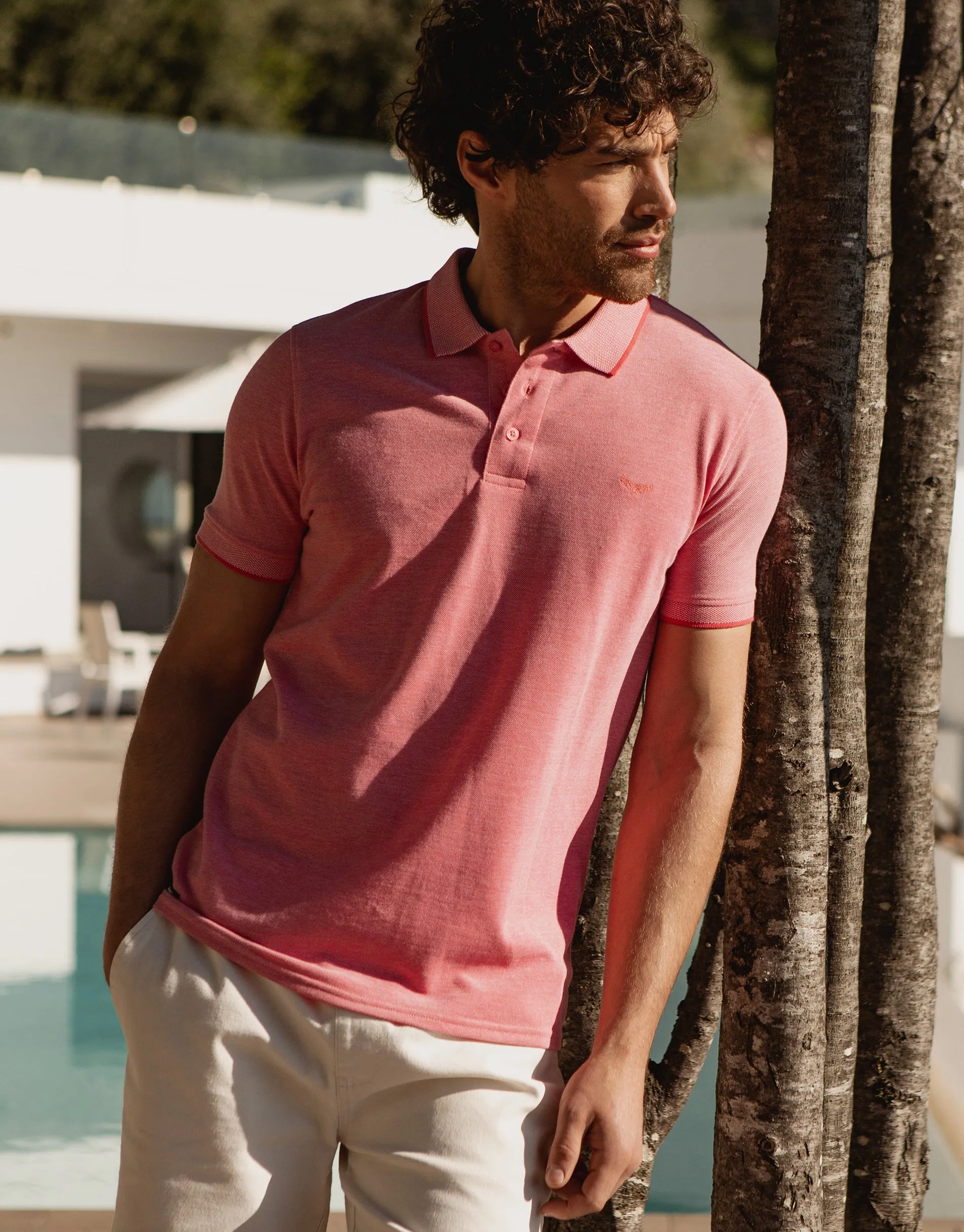 Men's Coral Pique Classic Polo Shirt sold by Threadbare