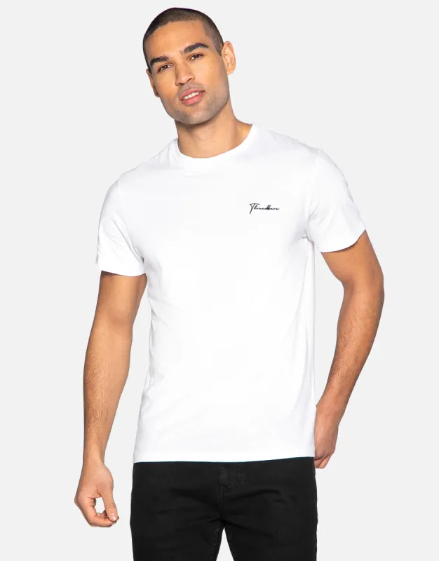 Men's White Small Script T-Shirt sold by Threadbare